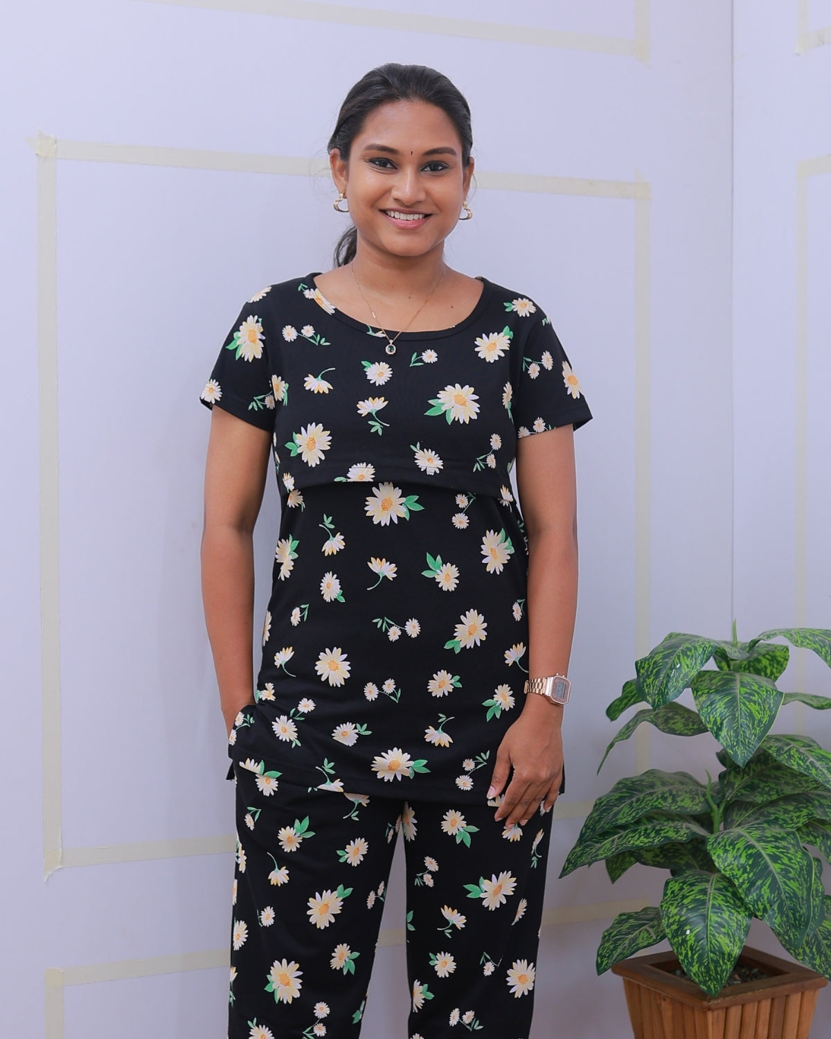 Floral | Zipless Feeding Pant Set