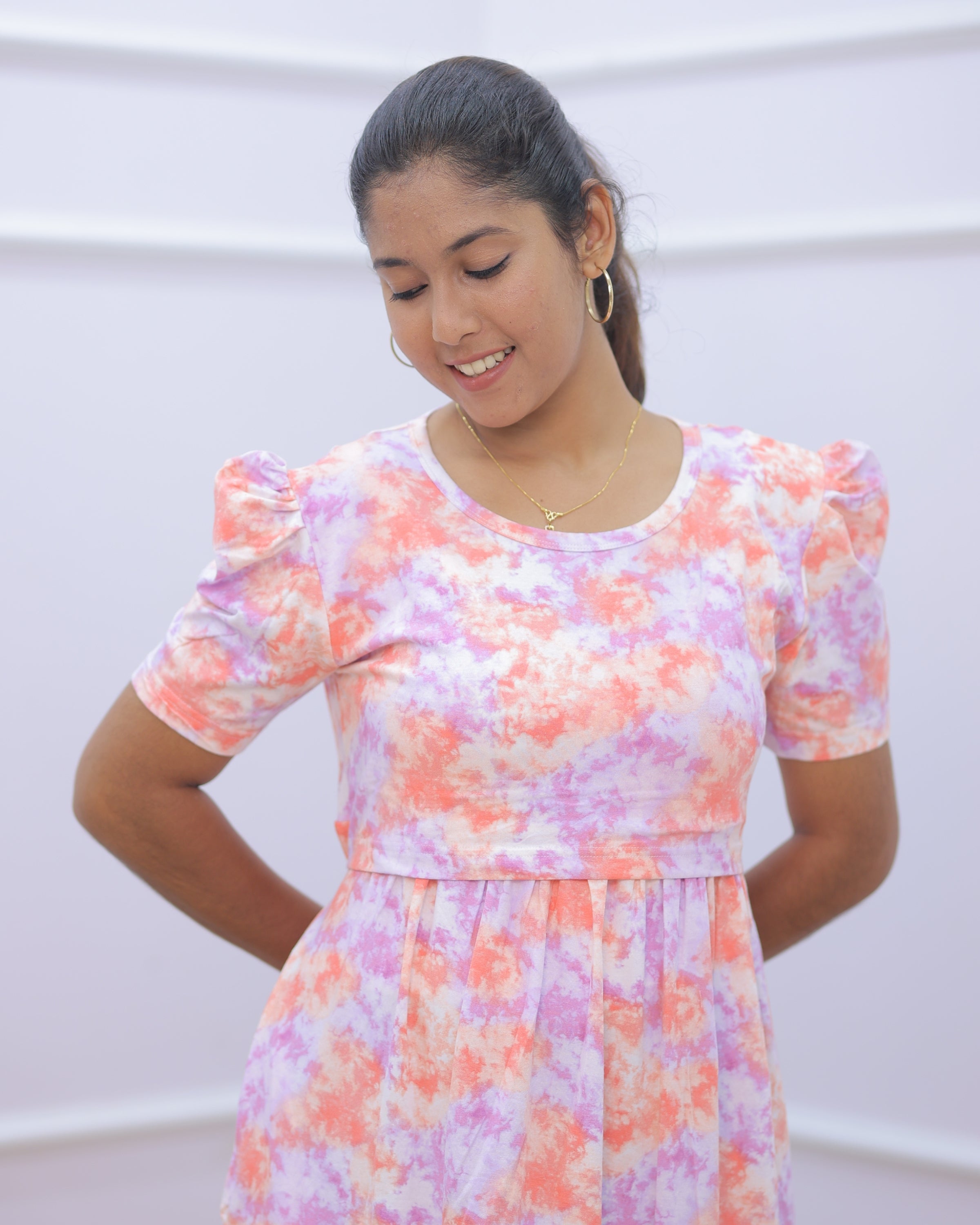 Padma | Zipless Maternity Dress - Puff Sleeves | Full Length