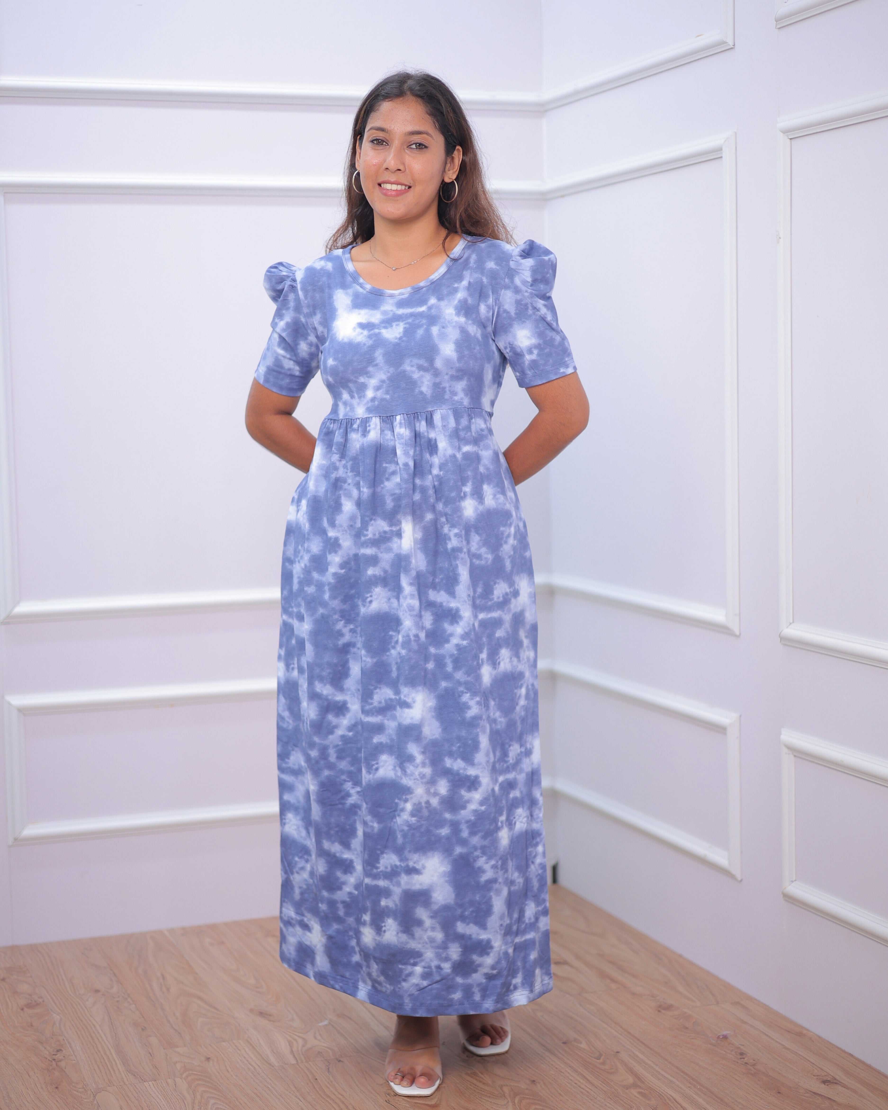 Tiya | Casual Non-Maternity Loungewear - Puff Sleeve | Full Length