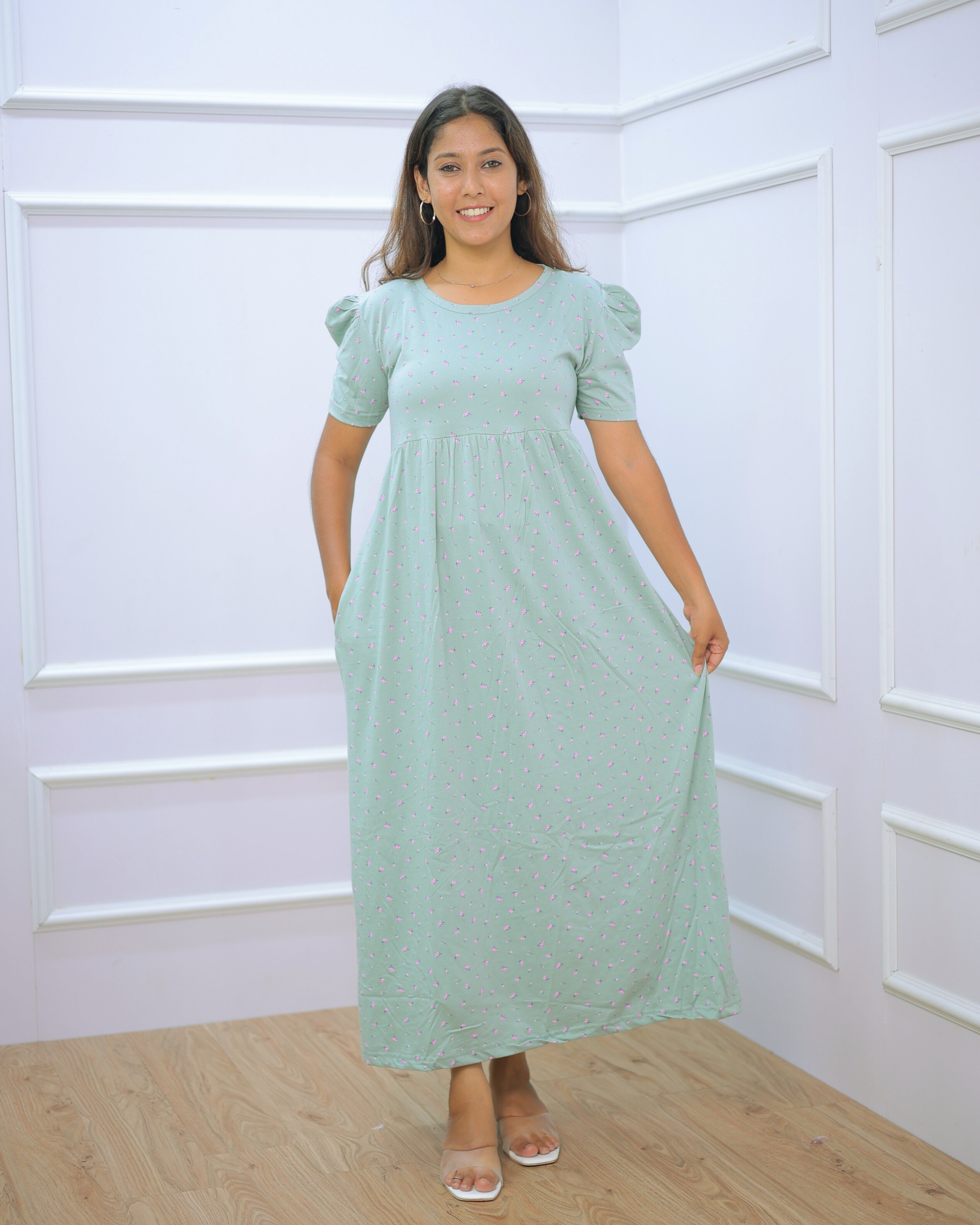Ruhi | Casual Non-Maternity Loungewear - Puff Sleeve | Full Length