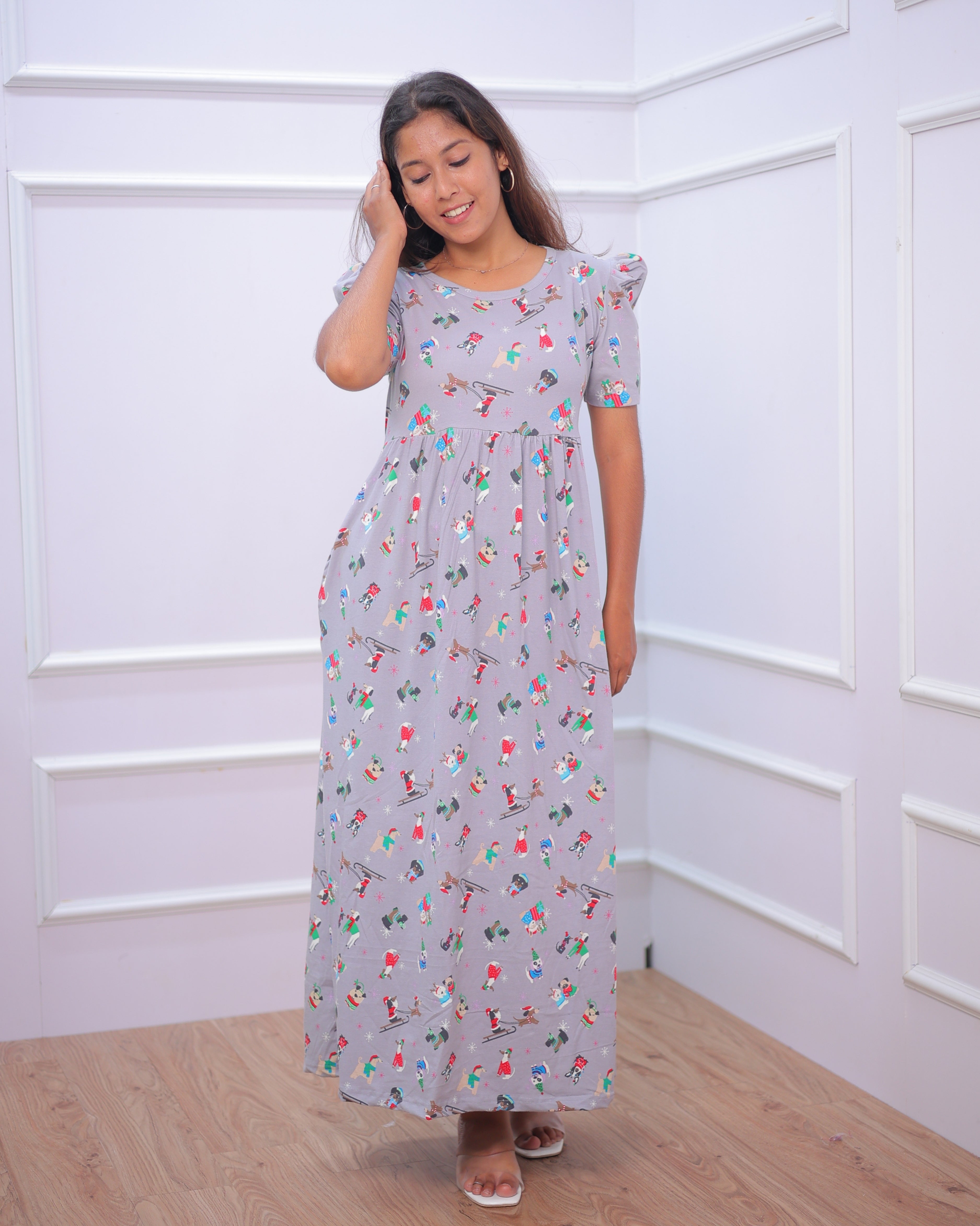 Happy Time | Casual Non-Maternity Loungewear - Puff Sleeve | Full Length