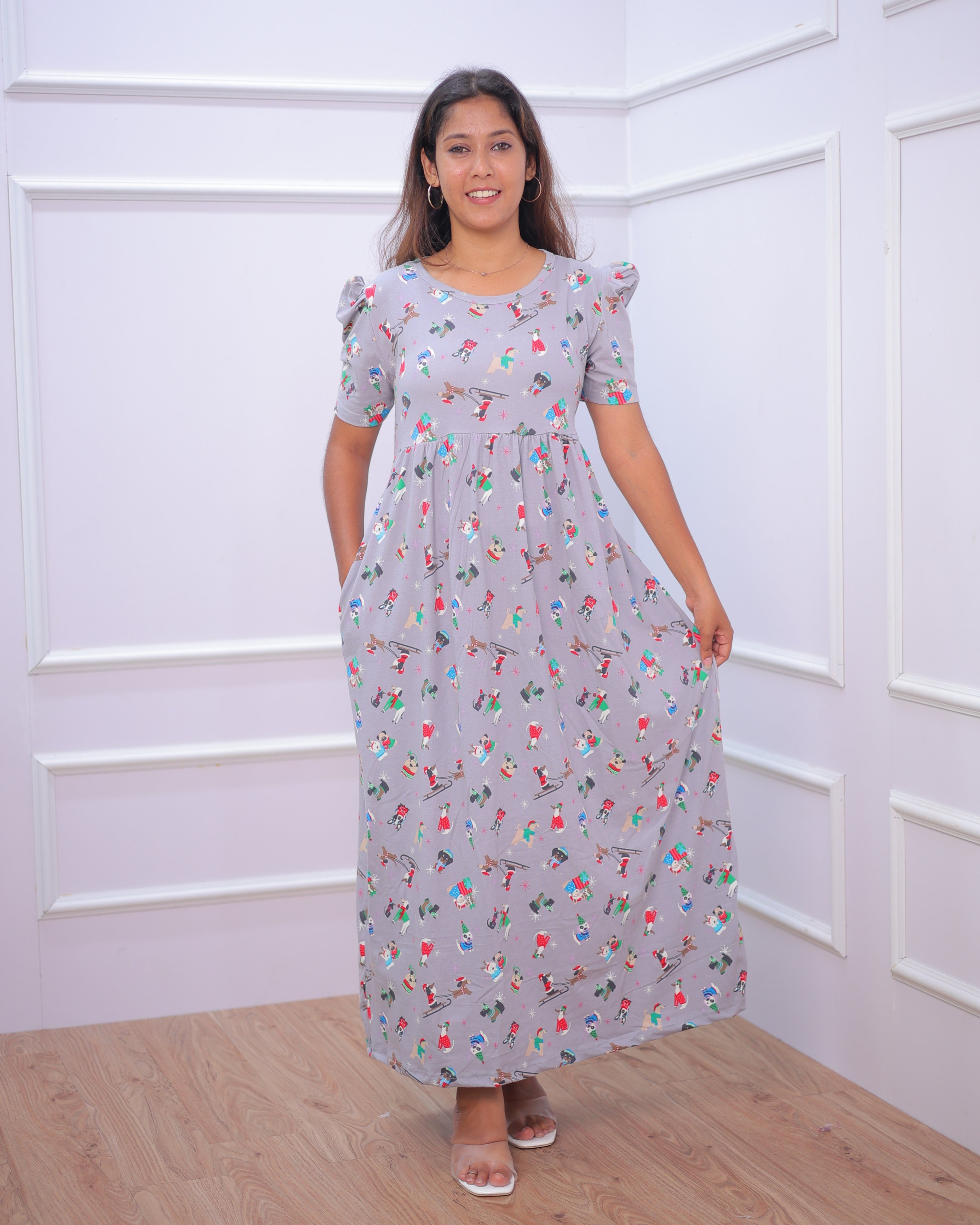 Happy Time | Casual Non-Maternity Loungewear - Puff Sleeve | Full Length