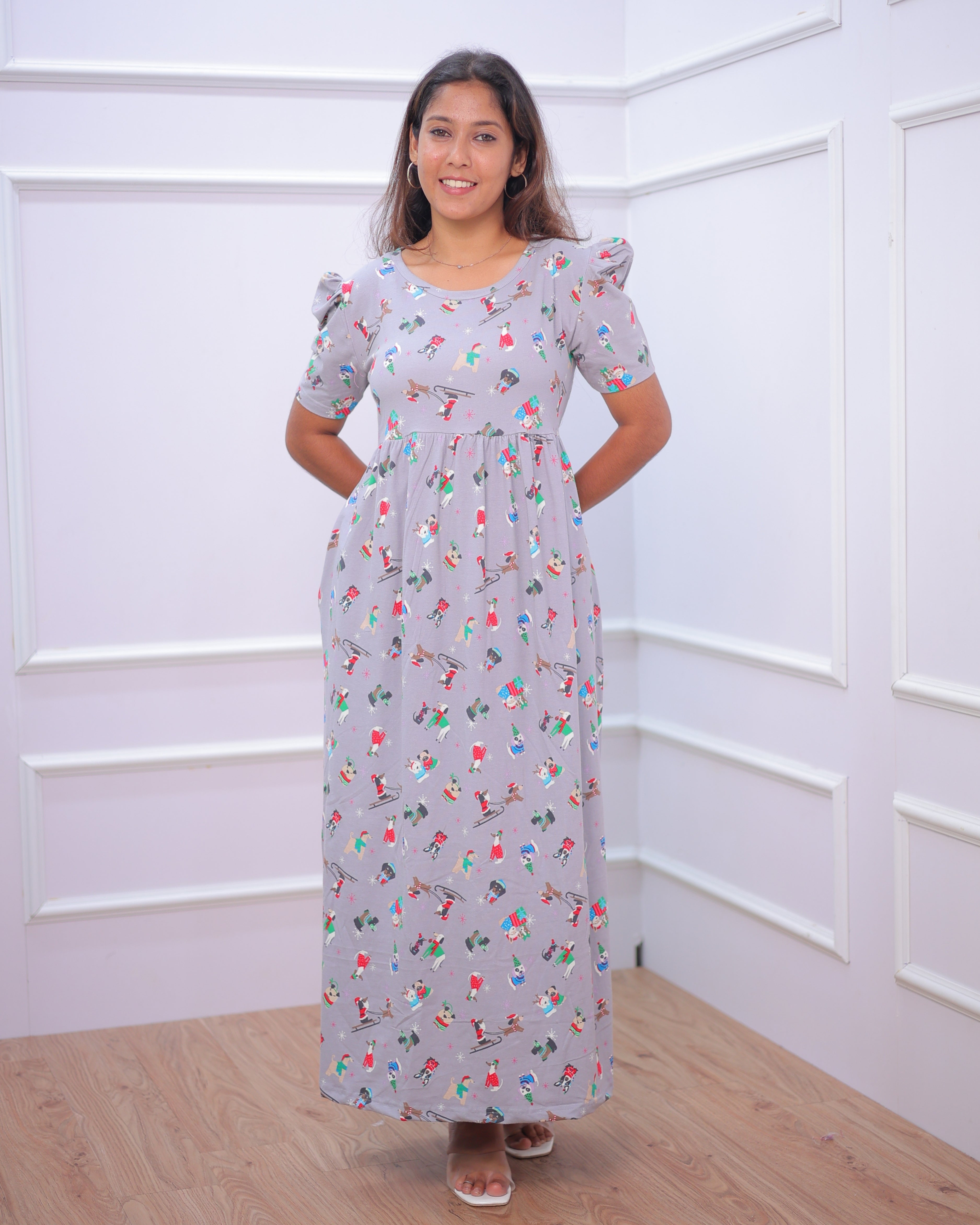 Happy Time | Casual Non-Maternity Loungewear - Puff Sleeve | Full Length