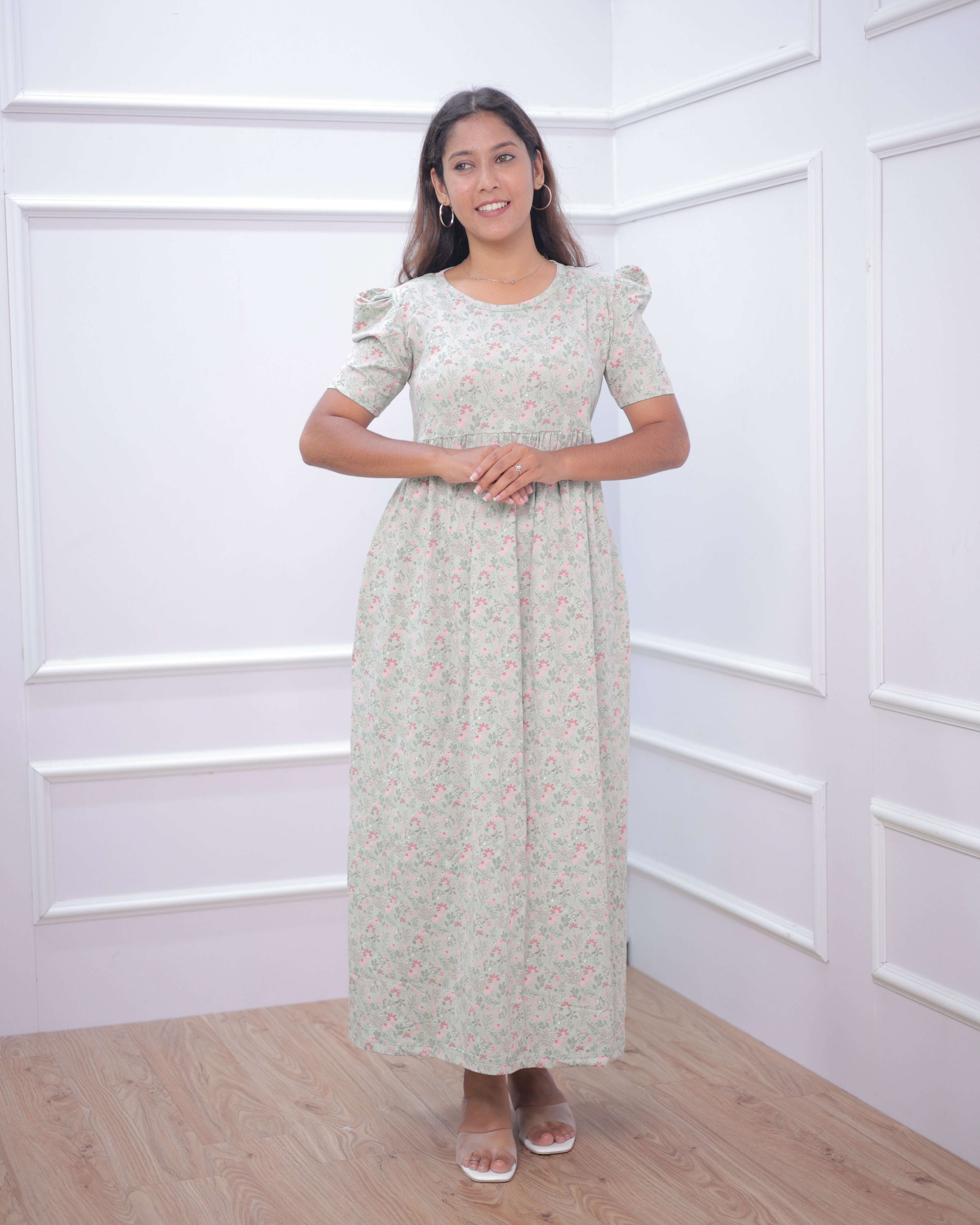 Bharati | Casual Non-Maternity Loungewear - Puff Sleeve | Full Length