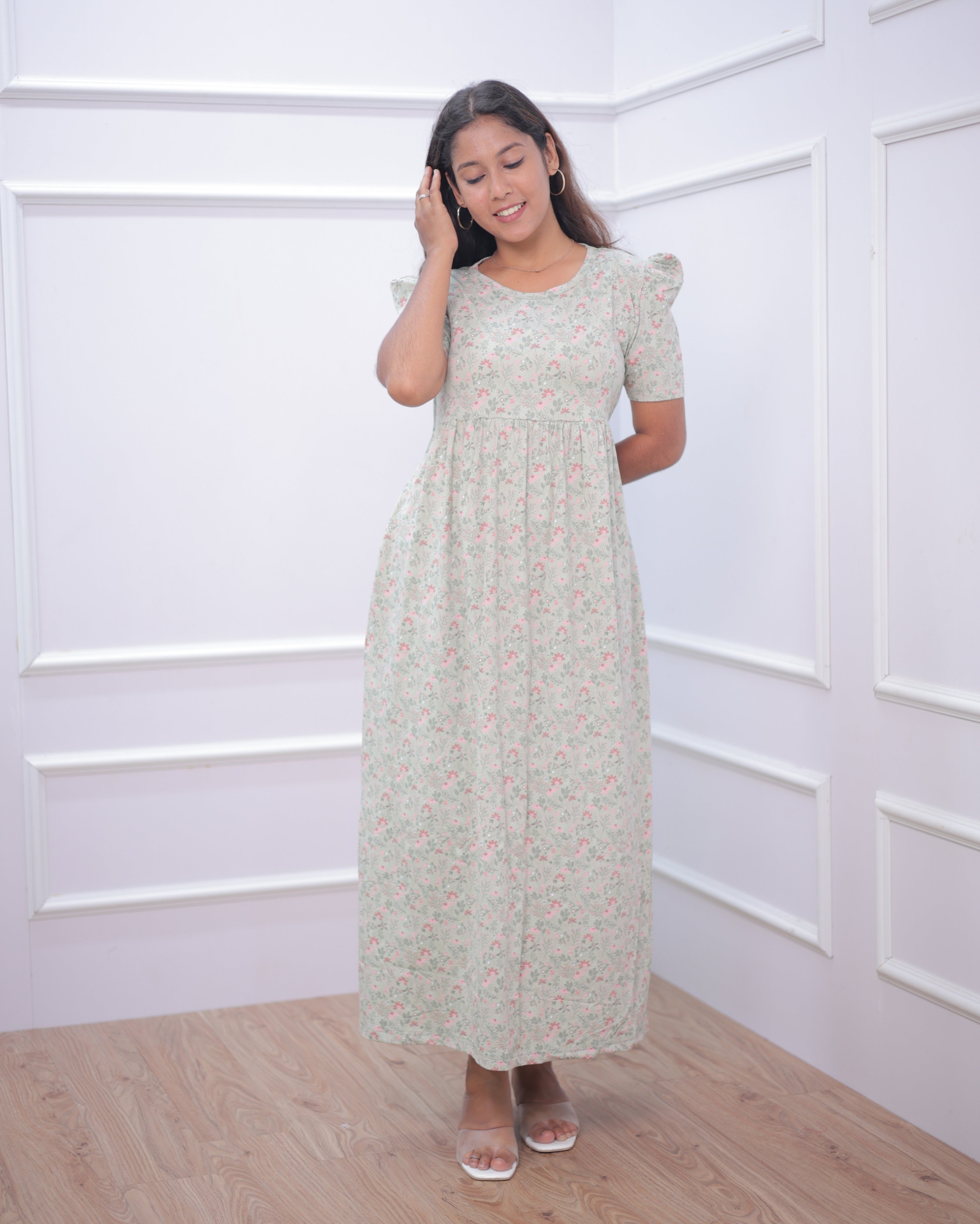 Bharati | Casual Non-Maternity Loungewear - Puff Sleeve | Full Length