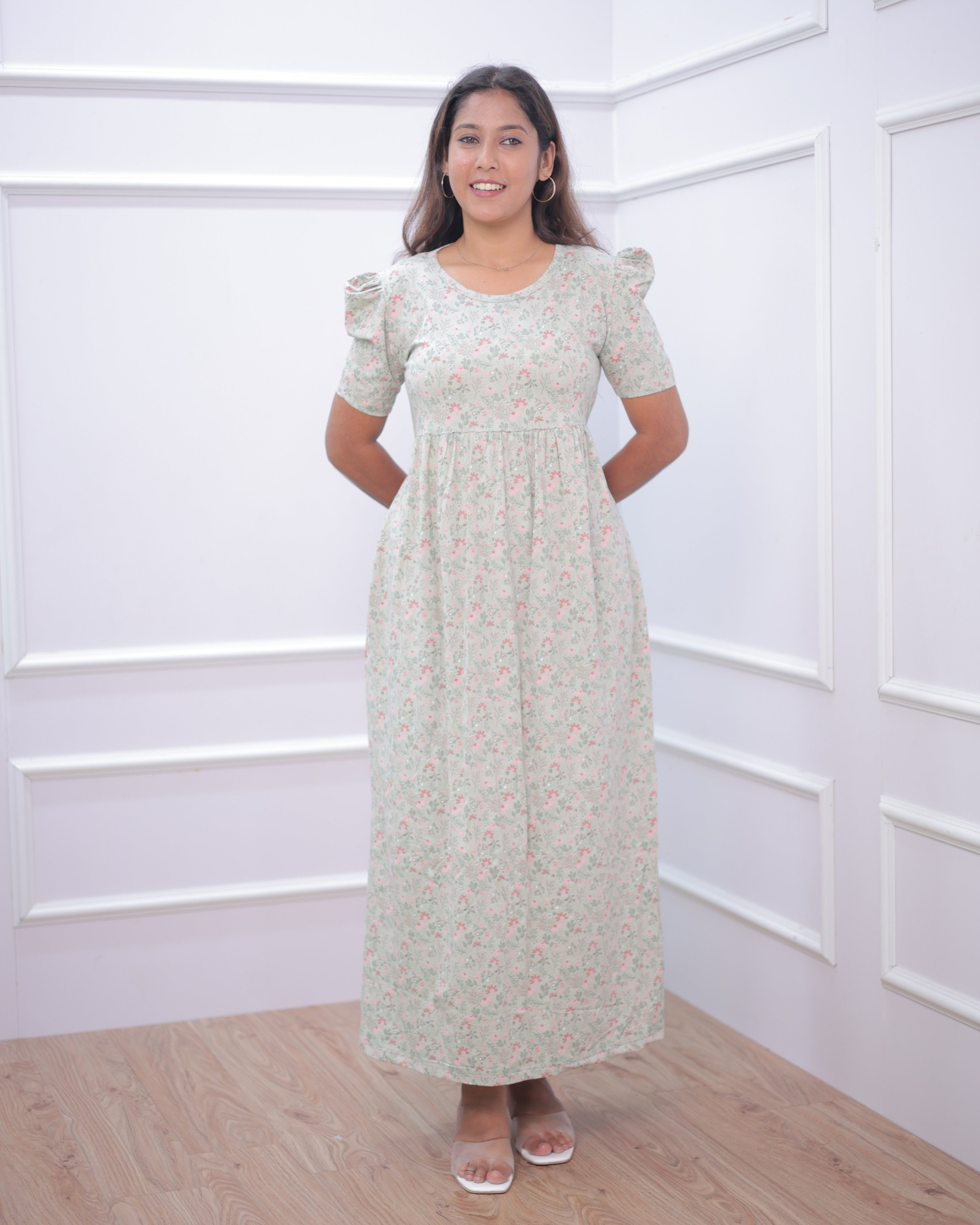 Bharati | Casual Non-Maternity Loungewear - Puff Sleeve | Full Length
