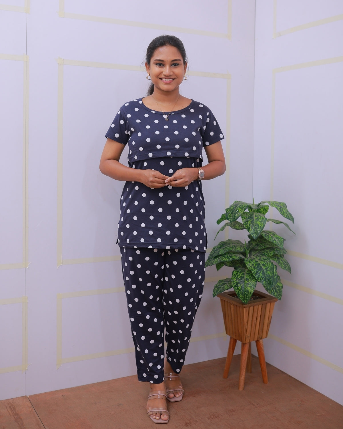 Navy Balls | Zipless Feeding Pant Set