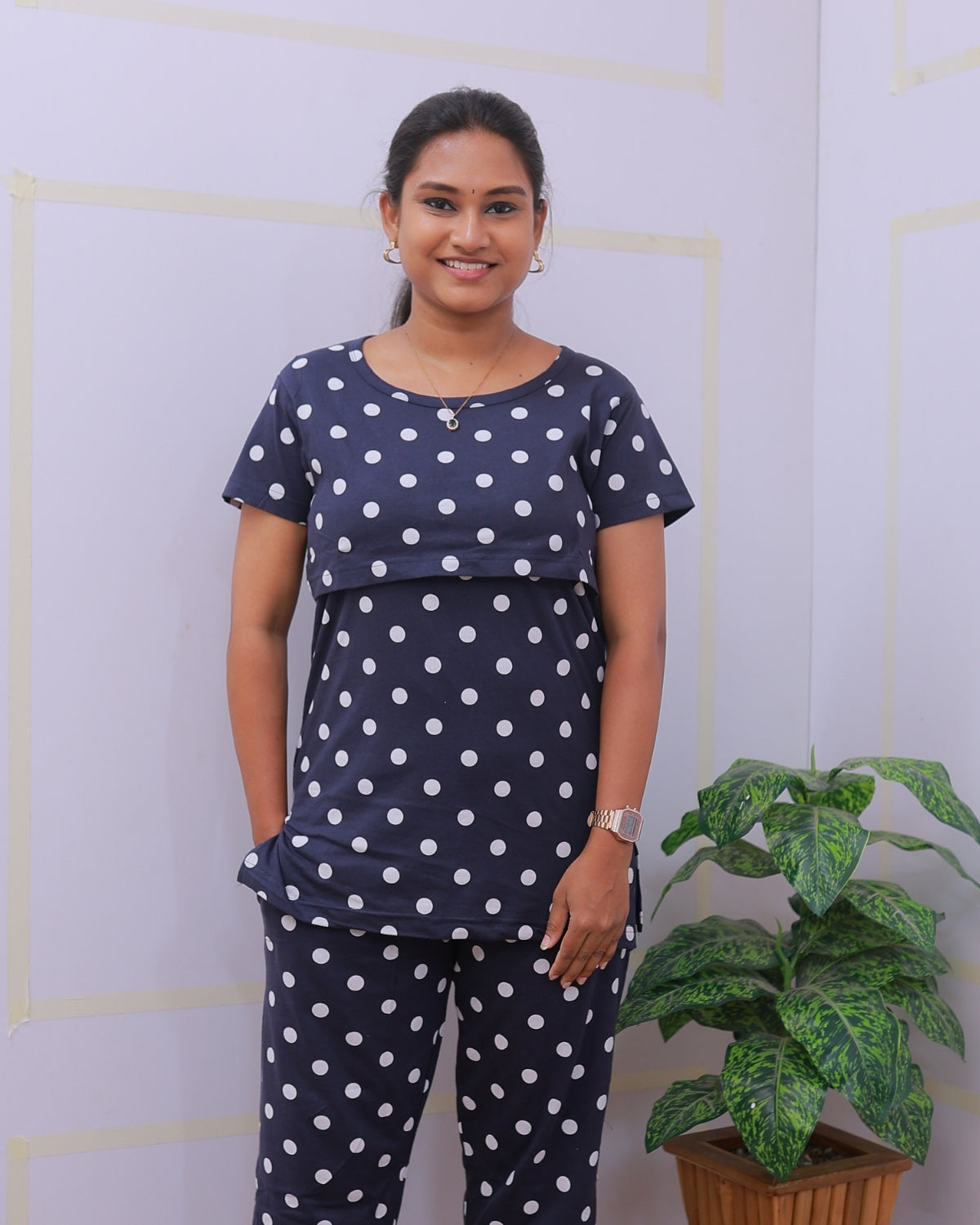 Navy Balls | Zipless Feeding Pant Set