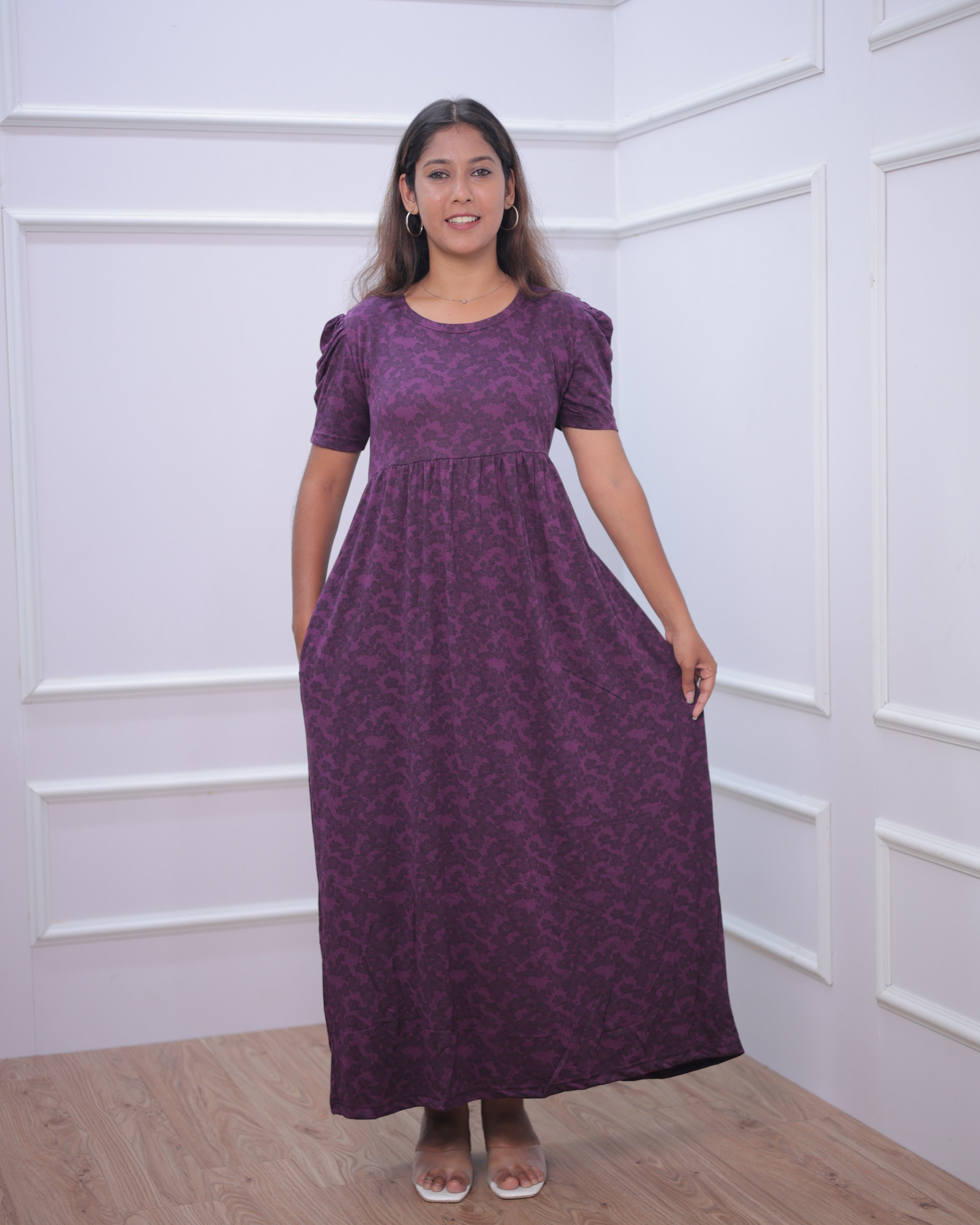Adra | Casual Non-Maternity Loungewear - Puff Sleeve | Full Length