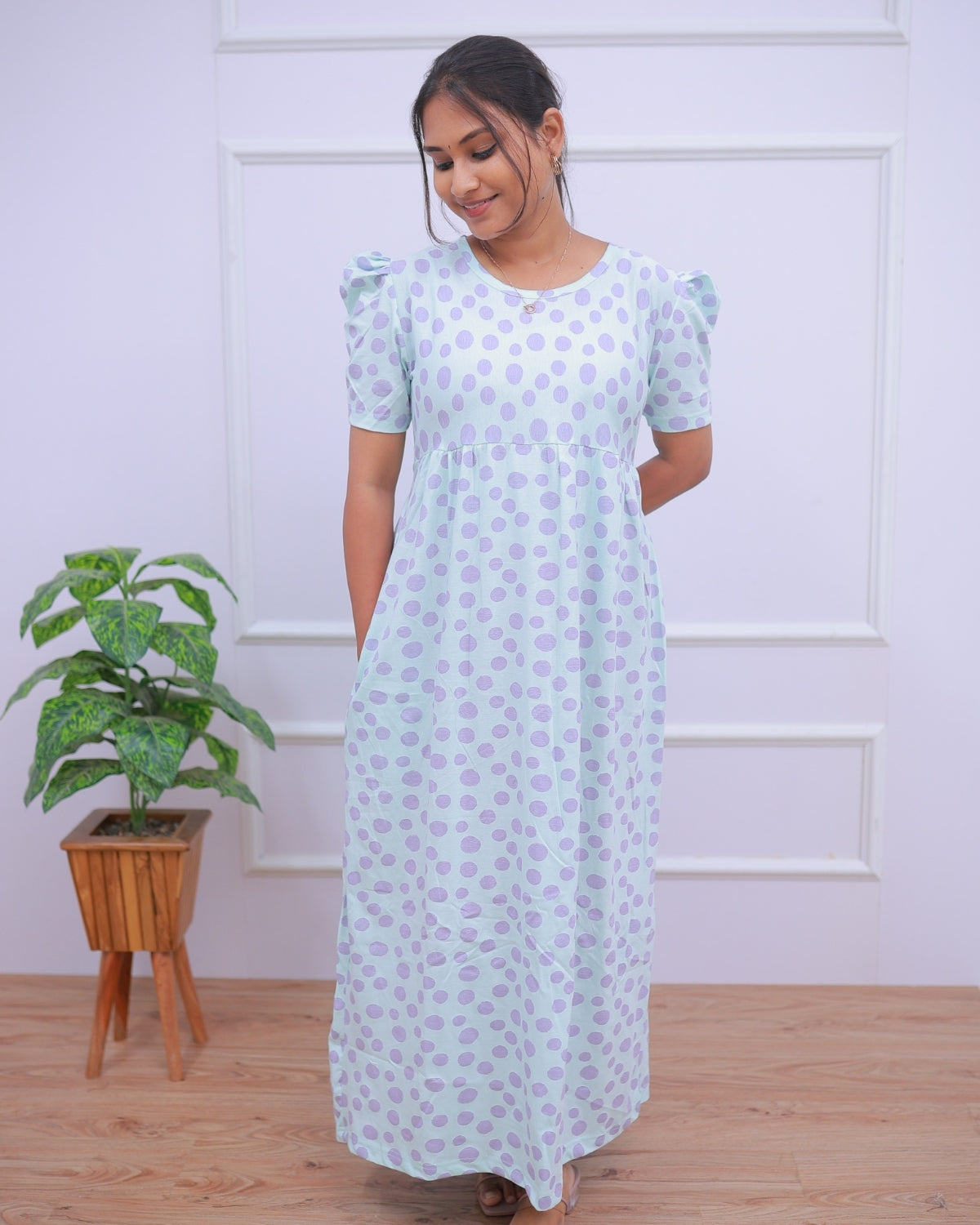 Aisha | Casual Non-Maternity Loungewear - Puff Sleeve | Full Length