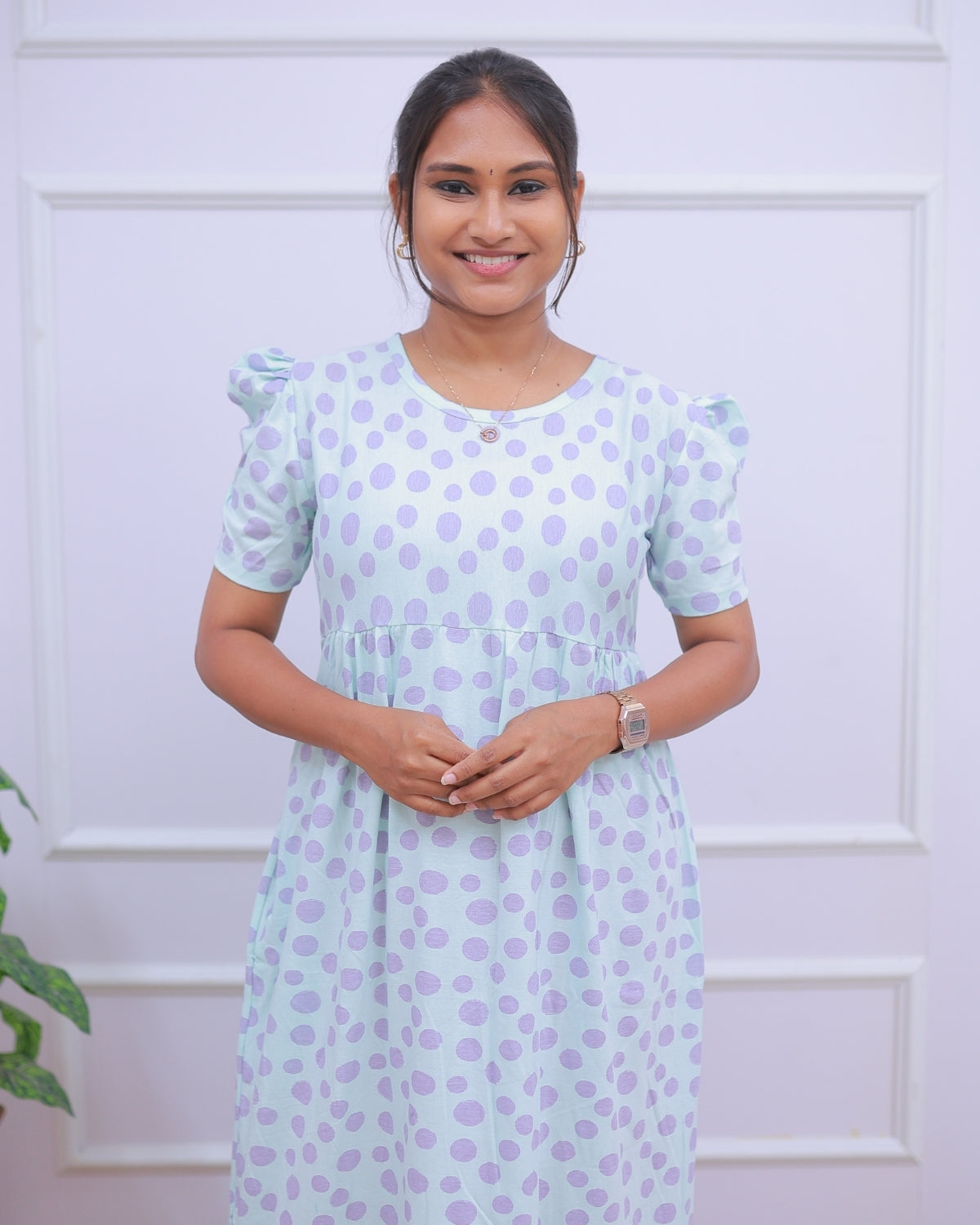 Aisha | Casual Non-Maternity Loungewear - Puff Sleeve | Full Length