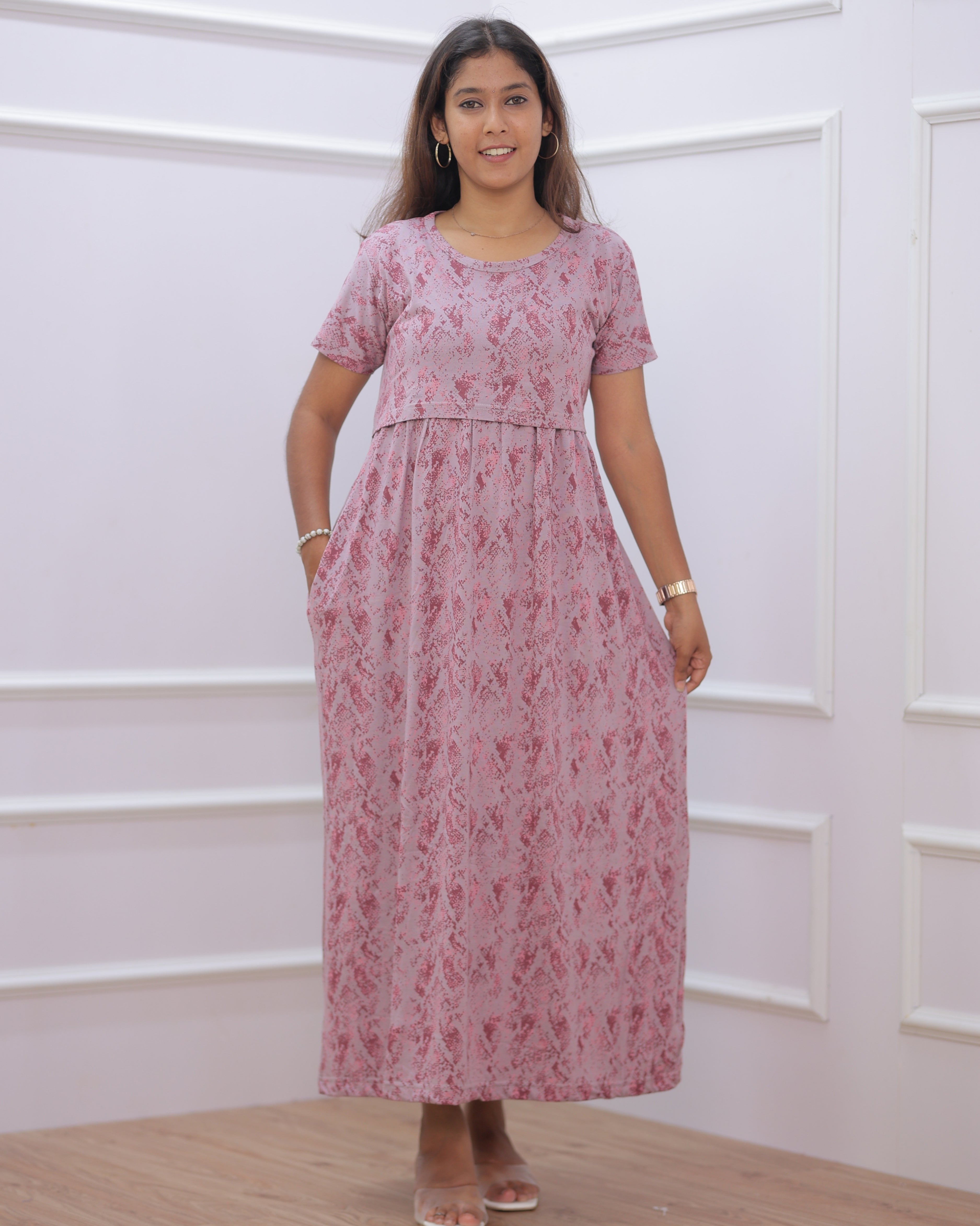 Parisha | Zipless Maternity Dress - Normal Sleeves | Full Length