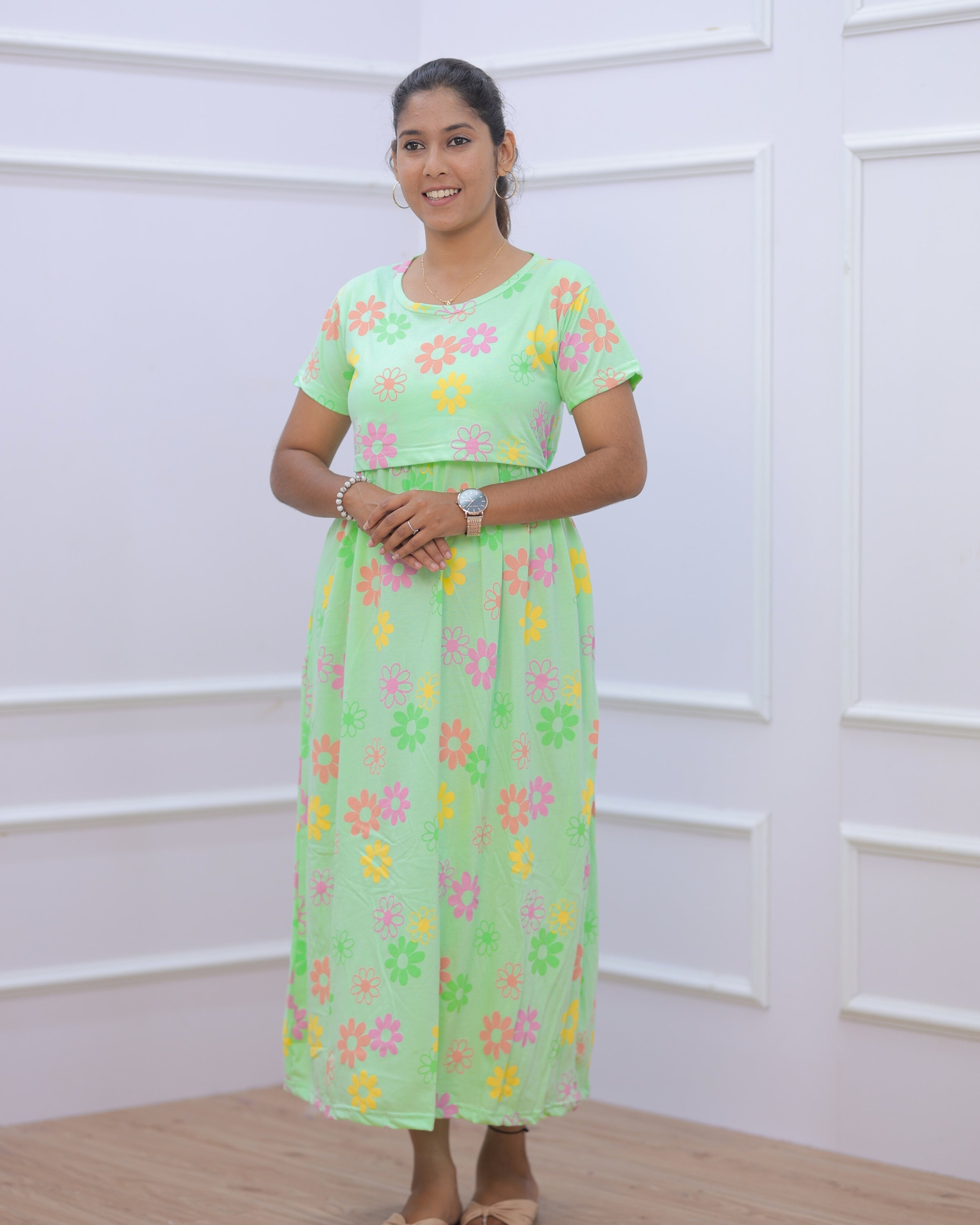 Pavai | Zipless Maternity Dress - Normal Sleeves | Full Length