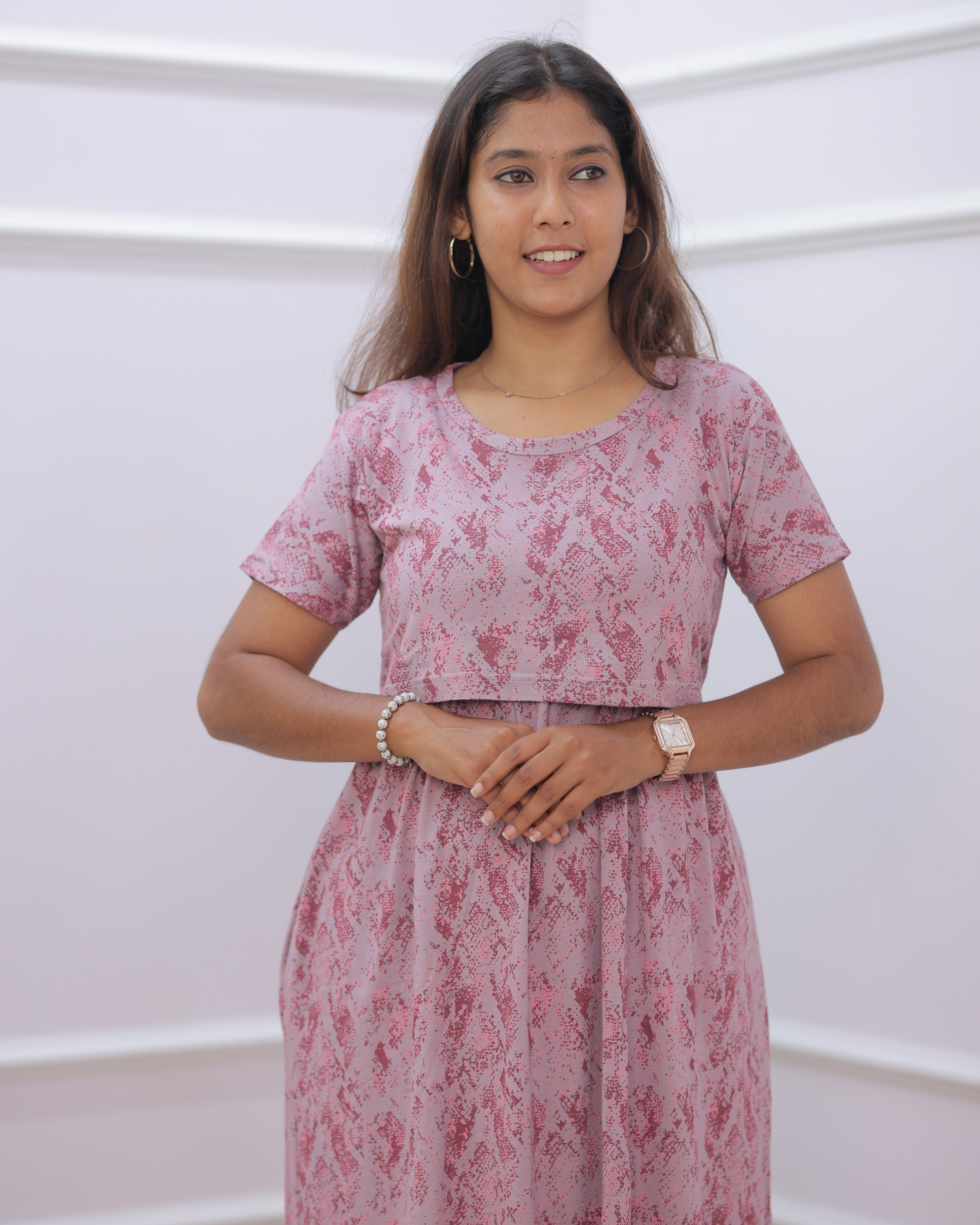 Parisha | Zipless Maternity Dress - Normal Sleeves | Full Length