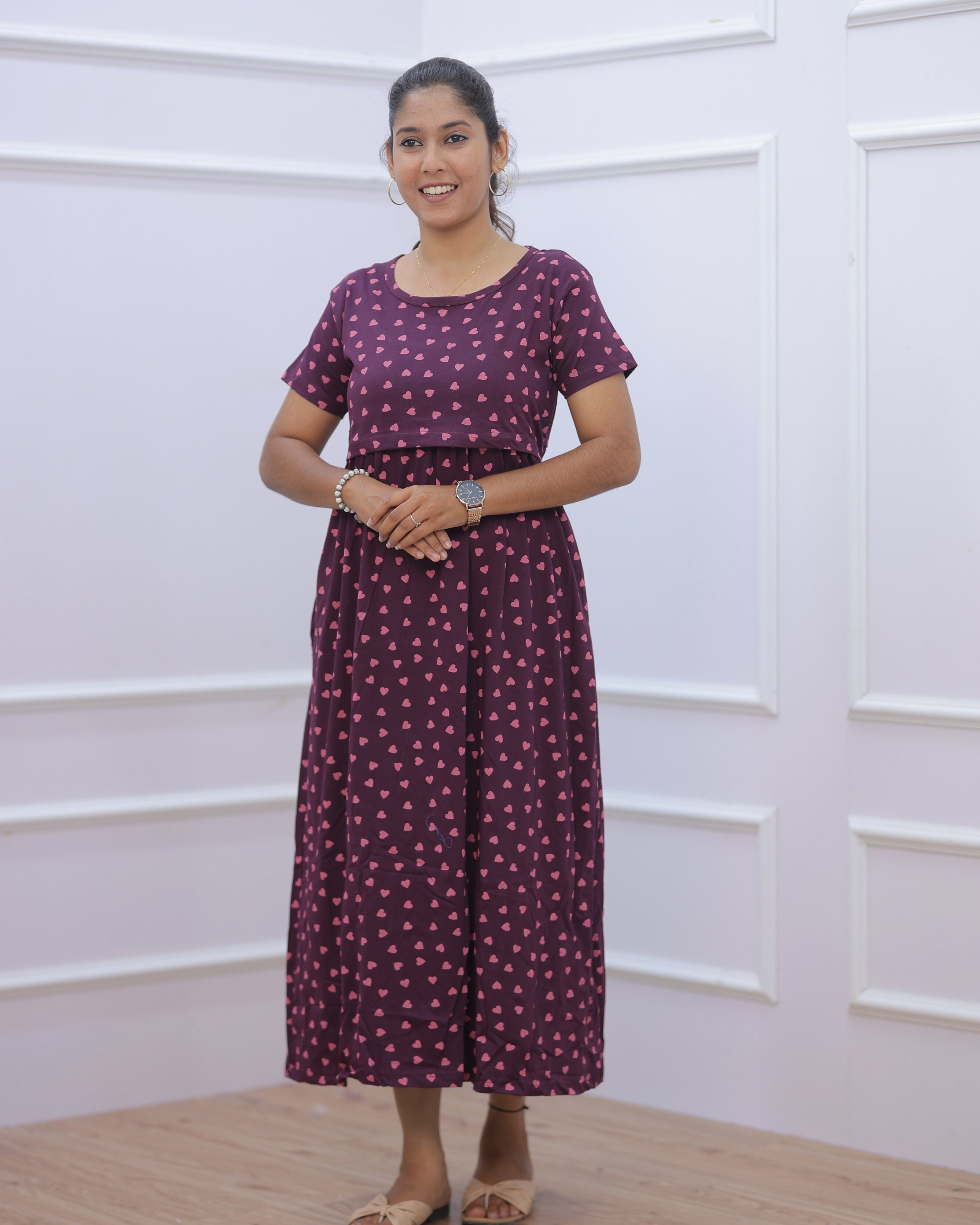 Khushi | Zipless Maternity Dress - Normal Sleeves | Full Length