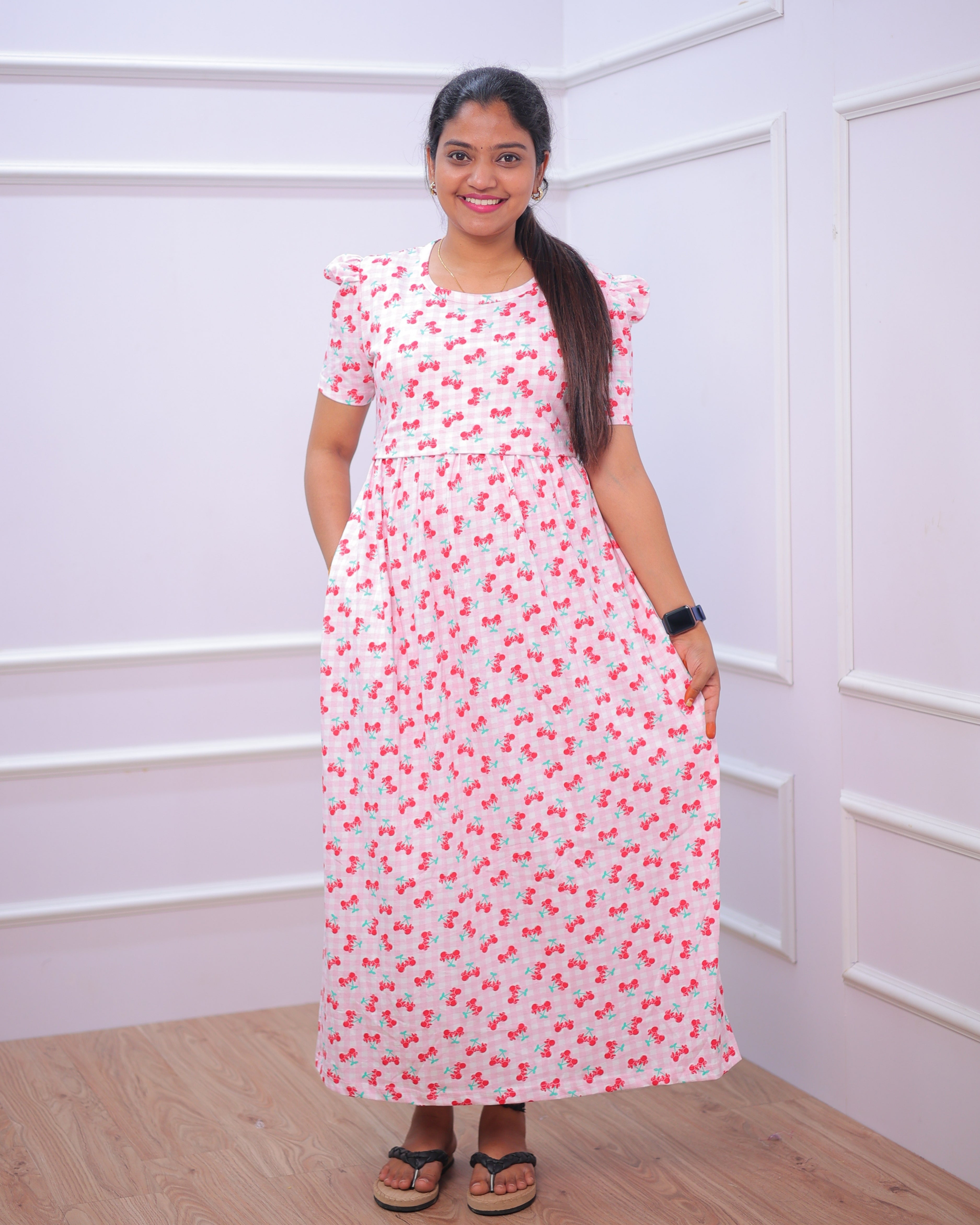Zara | Zipless Maternity Dress - Puff Sleeves | Full Length