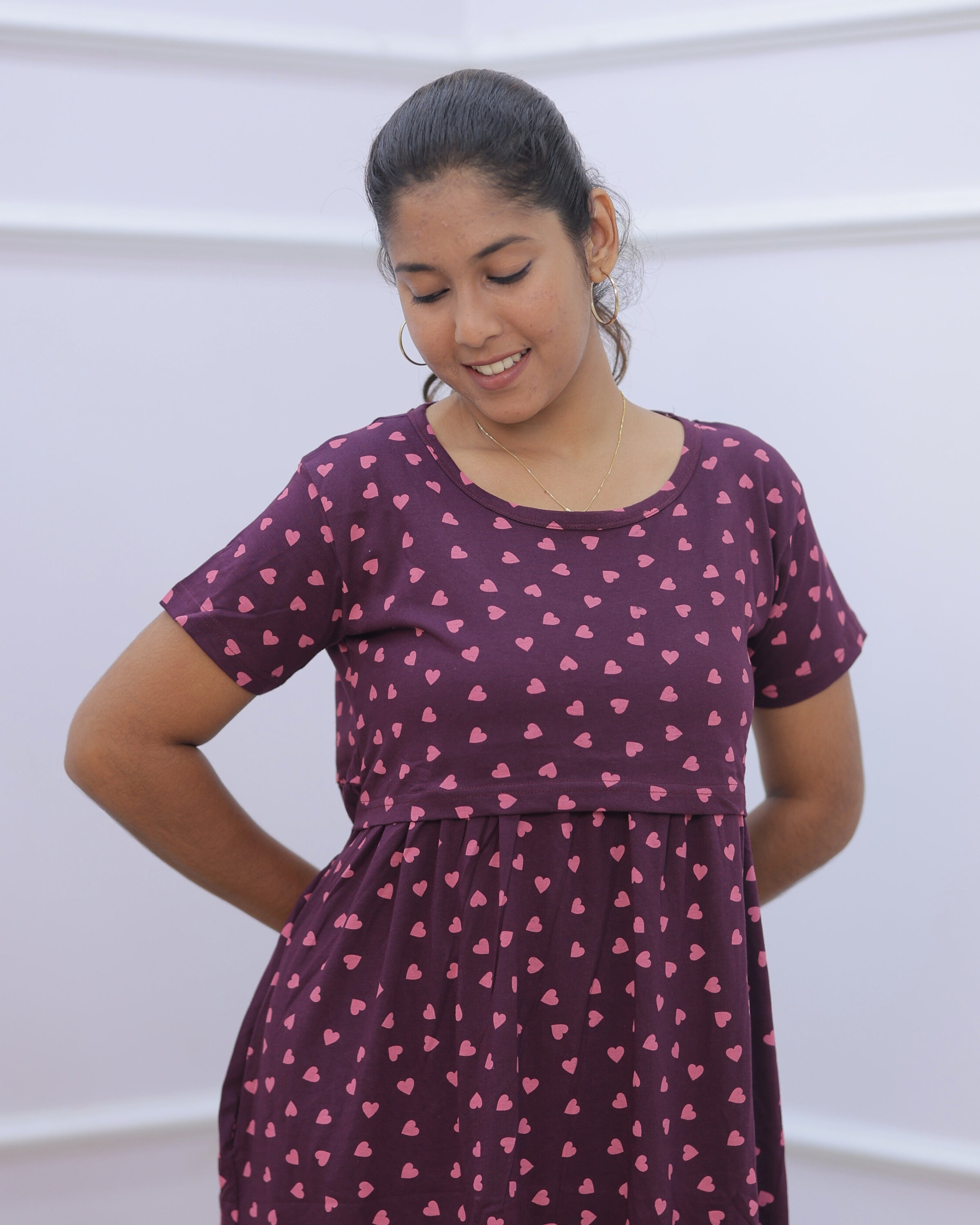 Khushi | Zipless Maternity Dress - Normal Sleeves | Full Length