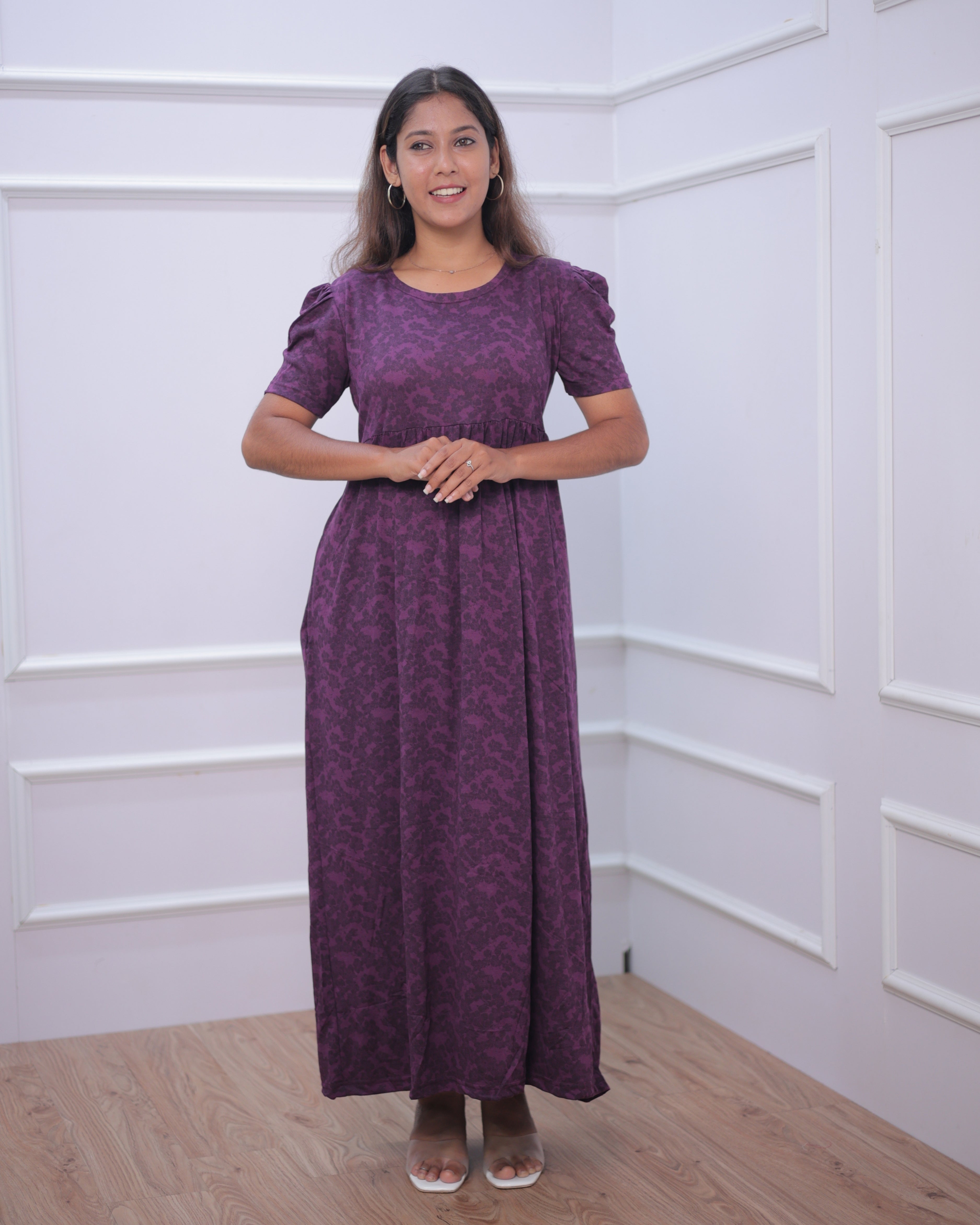 Adra | Casual Non-Maternity Loungewear - Puff Sleeve | Full Length