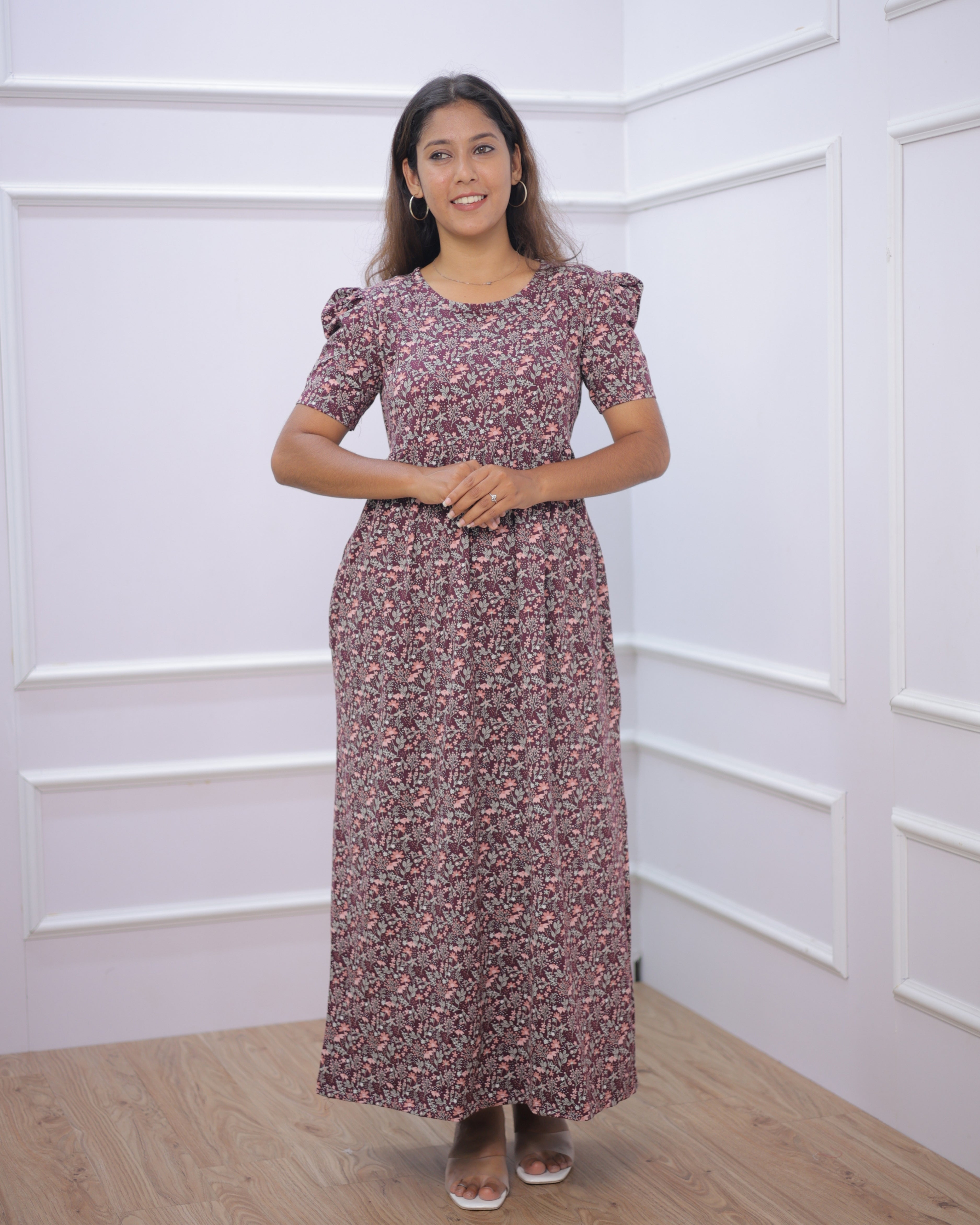 Godavari | Casual Non-Maternity Loungewear - Puff Sleeve | Full Length