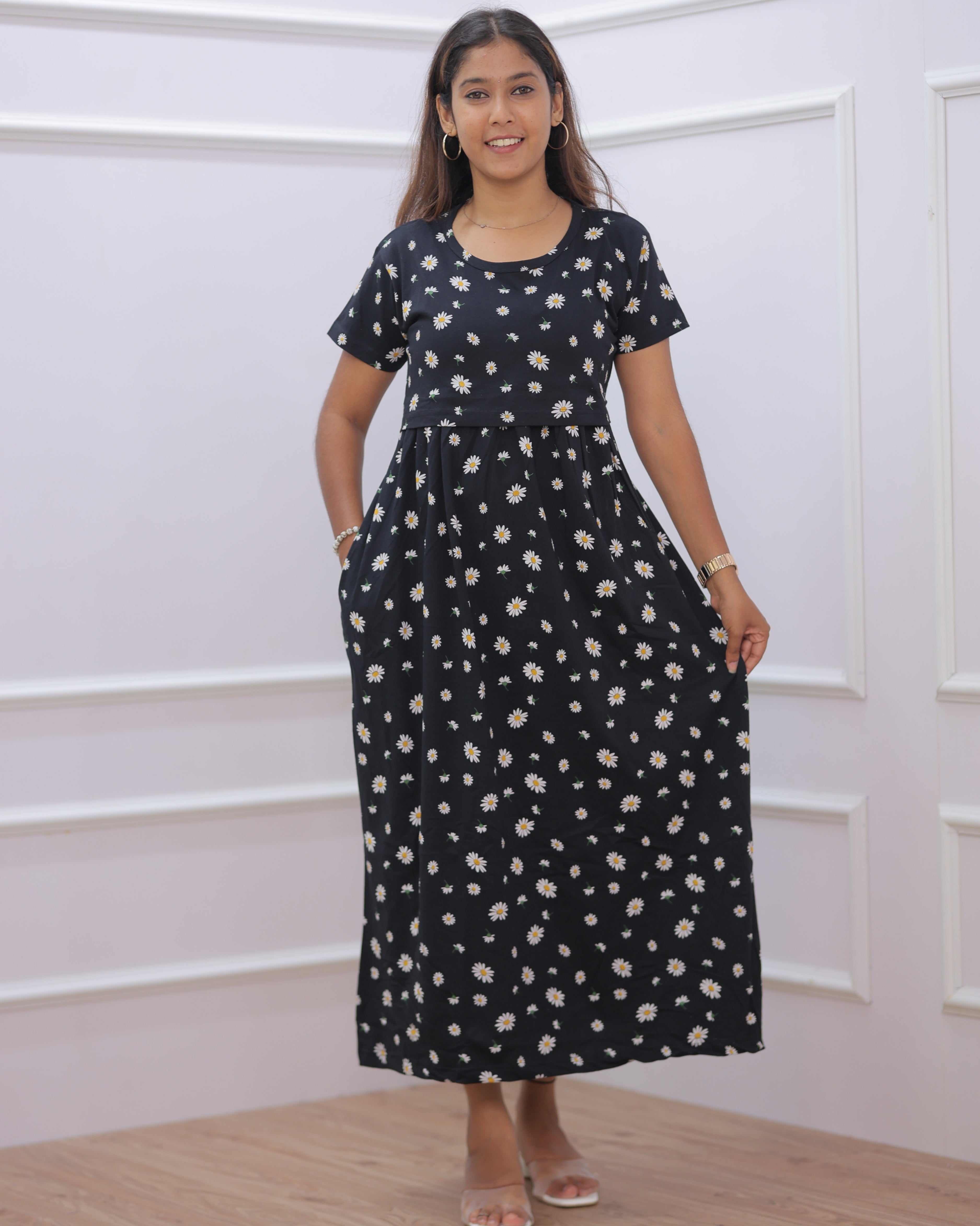 Sanjoli | Zipless Maternity Dress - Normal Sleeves | Full Length