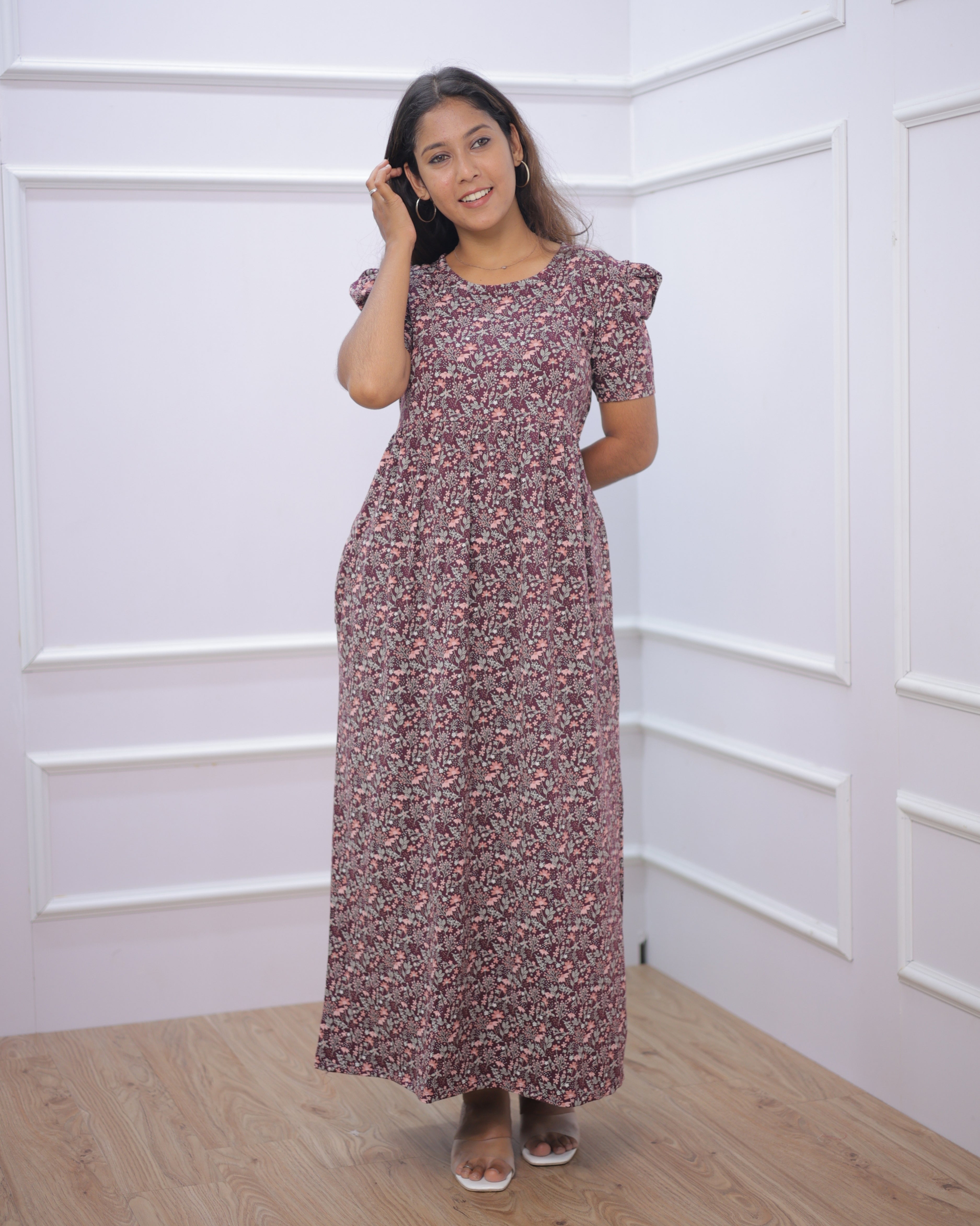 Godavari | Casual Non-Maternity Loungewear - Puff Sleeve | Full Length
