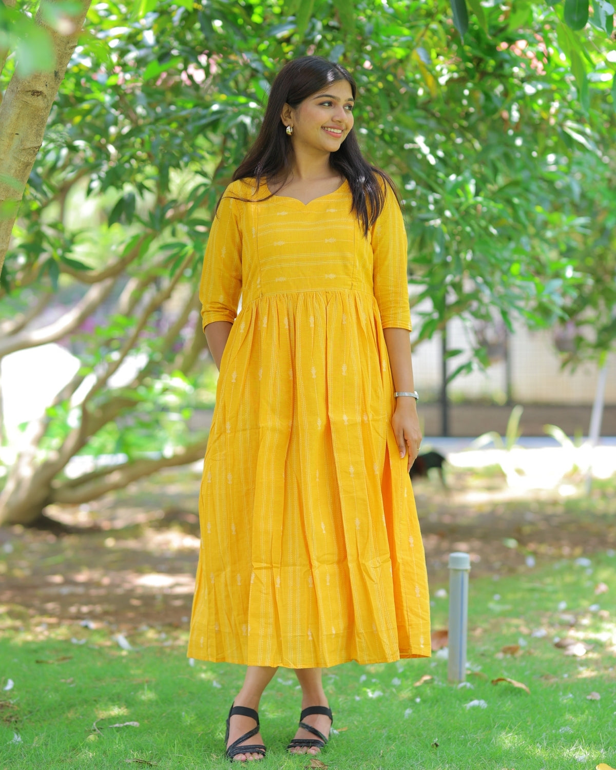 Manjal_arrow | Maternity Maxi with Lining