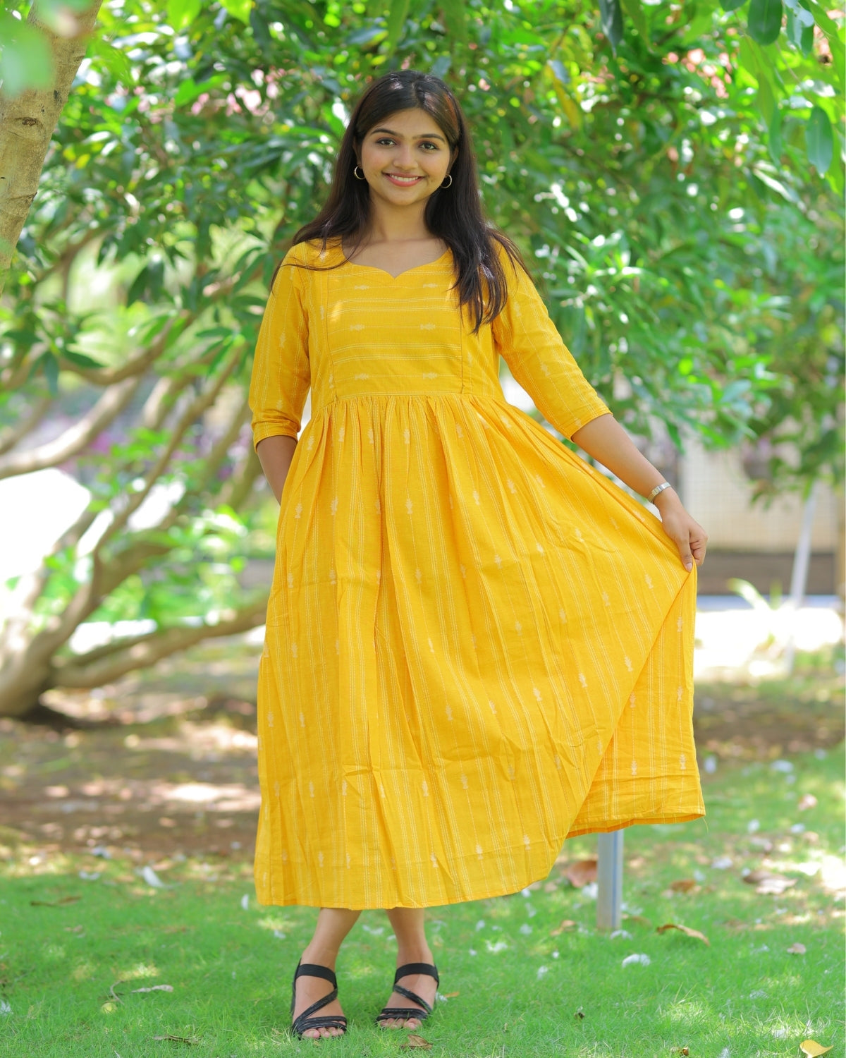 Manjal_arrow | Maternity Maxi with Lining