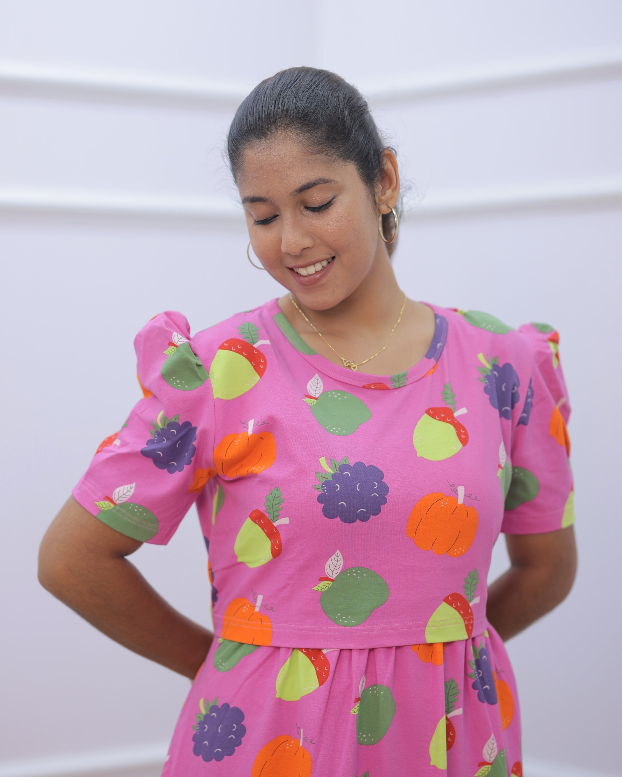 Zoom | Zipless Maternity Dress - Puff Sleeves | Full Length