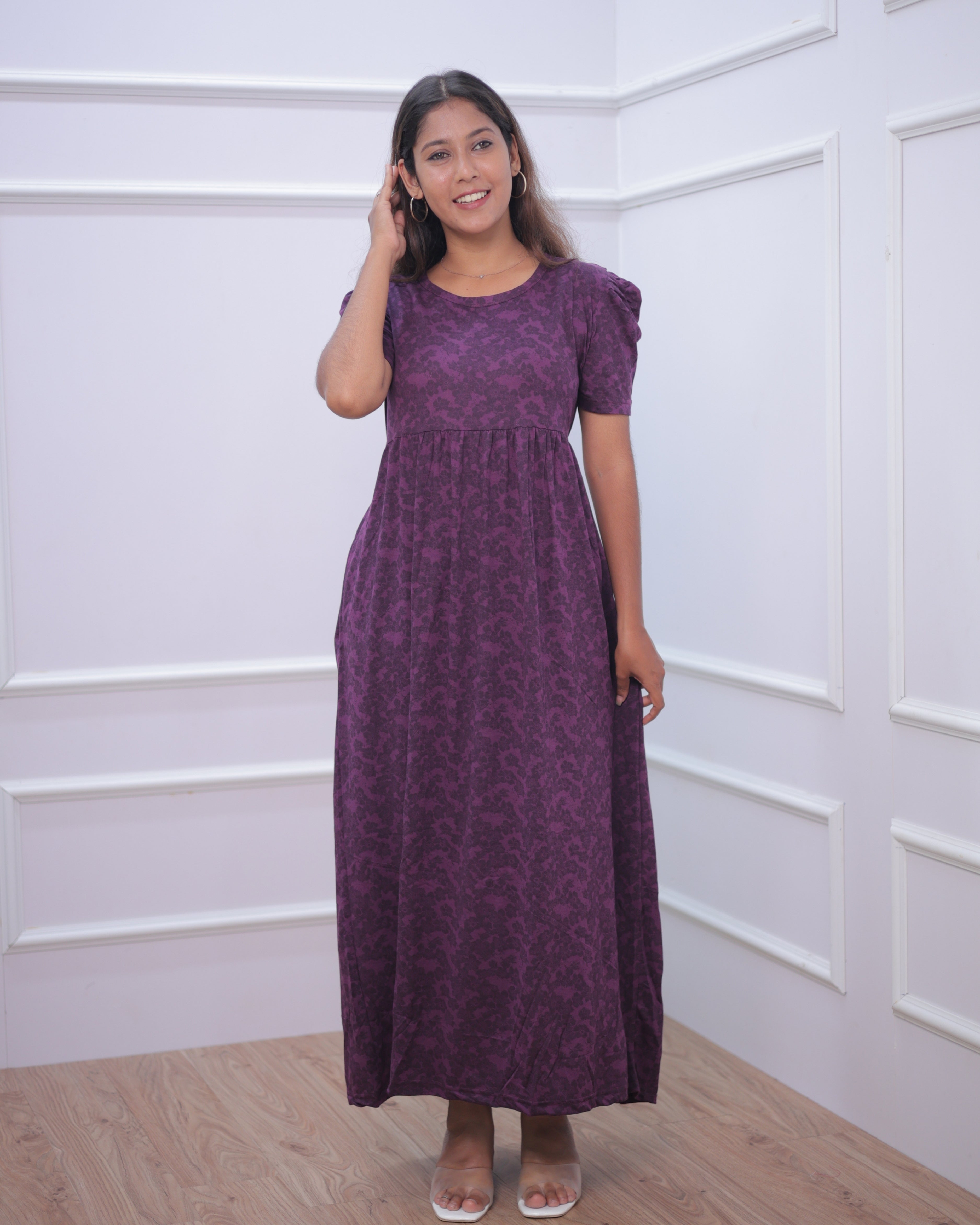 Adra | Casual Non-Maternity Loungewear - Puff Sleeve | Full Length