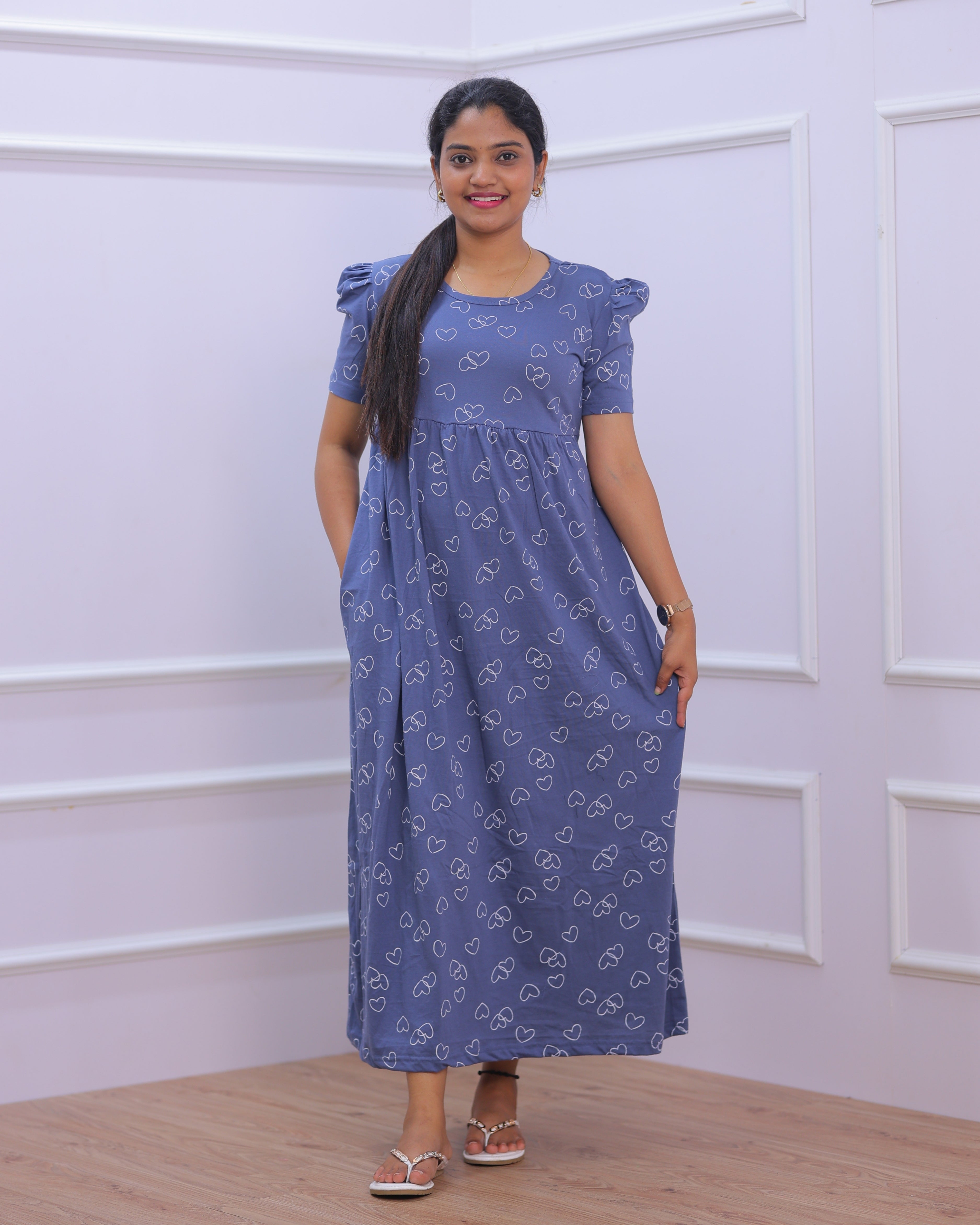 Danya | Casual Non-Maternity Loungewear - Puff Sleeve | Full Length