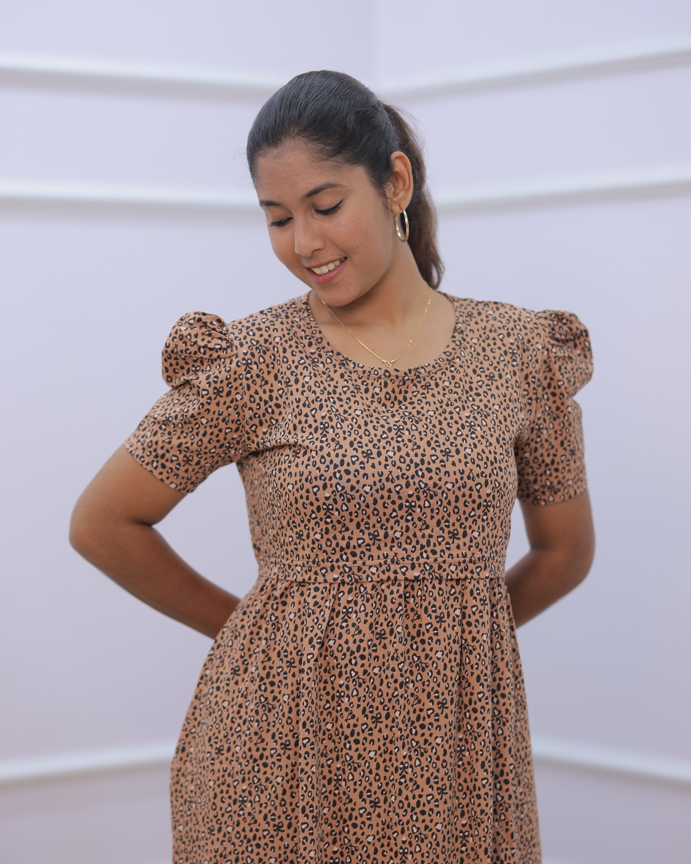 Skinny | Zipless Maternity Dress - Puff Sleeves | Full Length