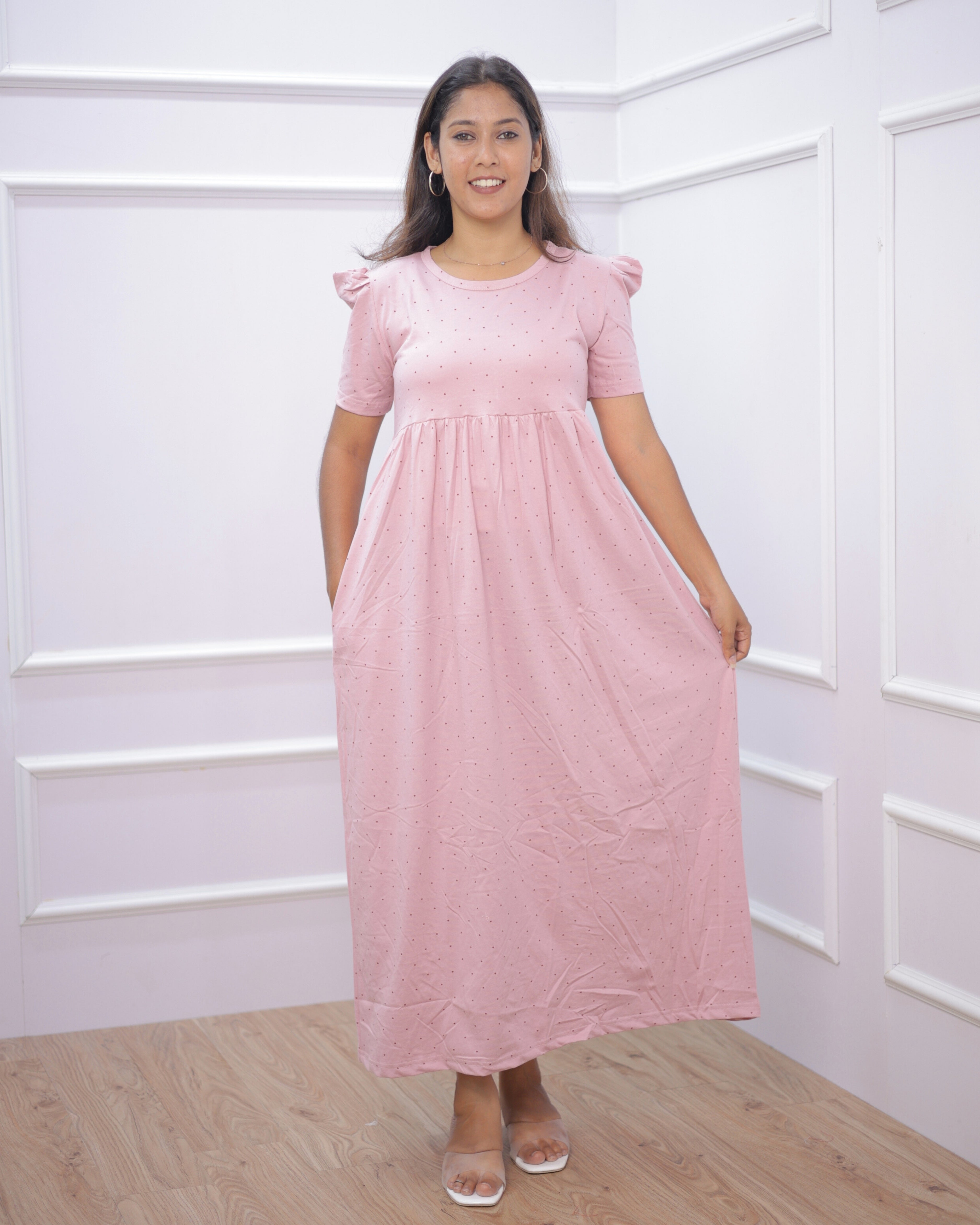 Tiny Hearts | Casual Non-Maternity Loungewear - Puff Sleeve | Full Length