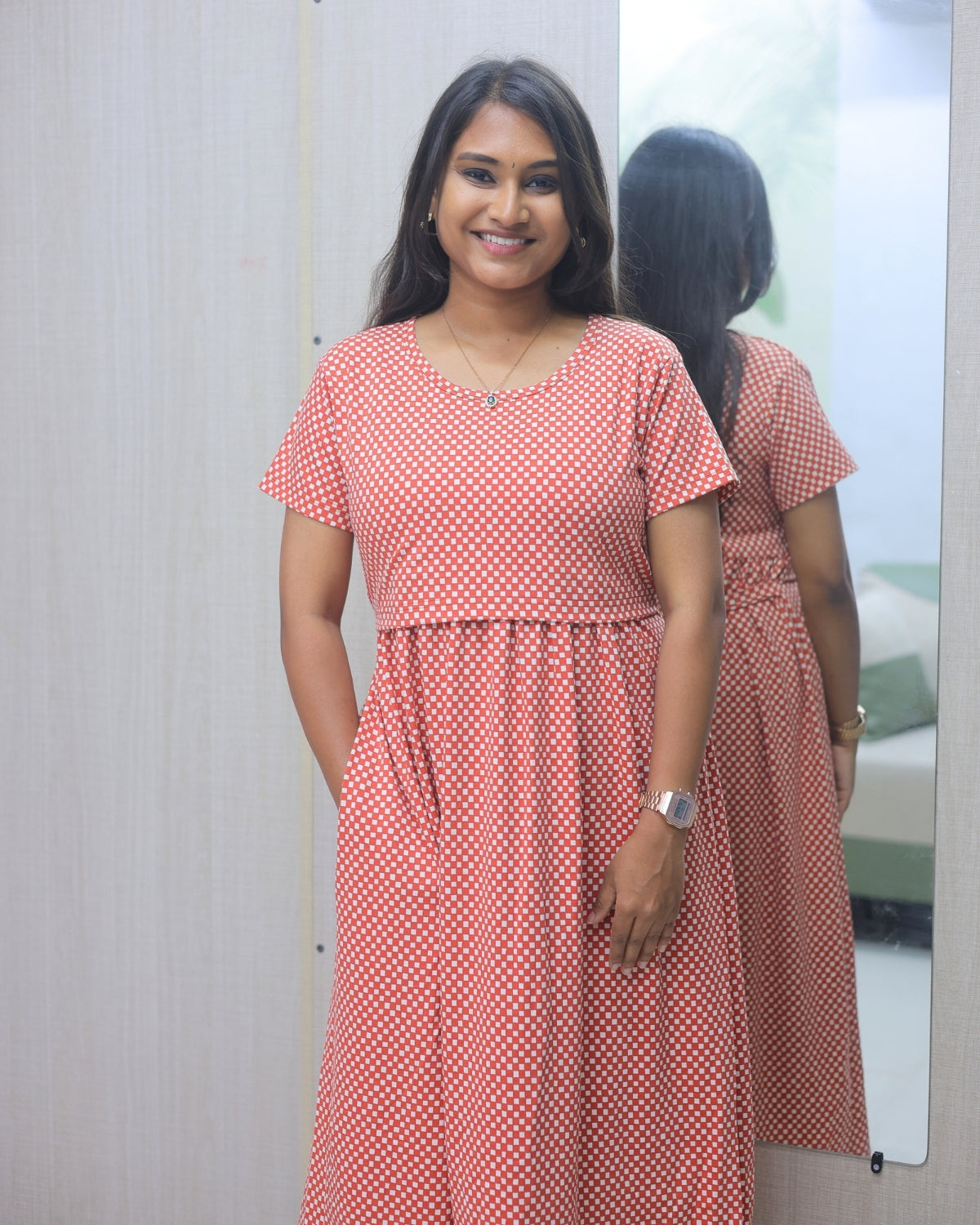 Lalita | Zipless Maternity Dress - Normal Sleeves | Calf Length