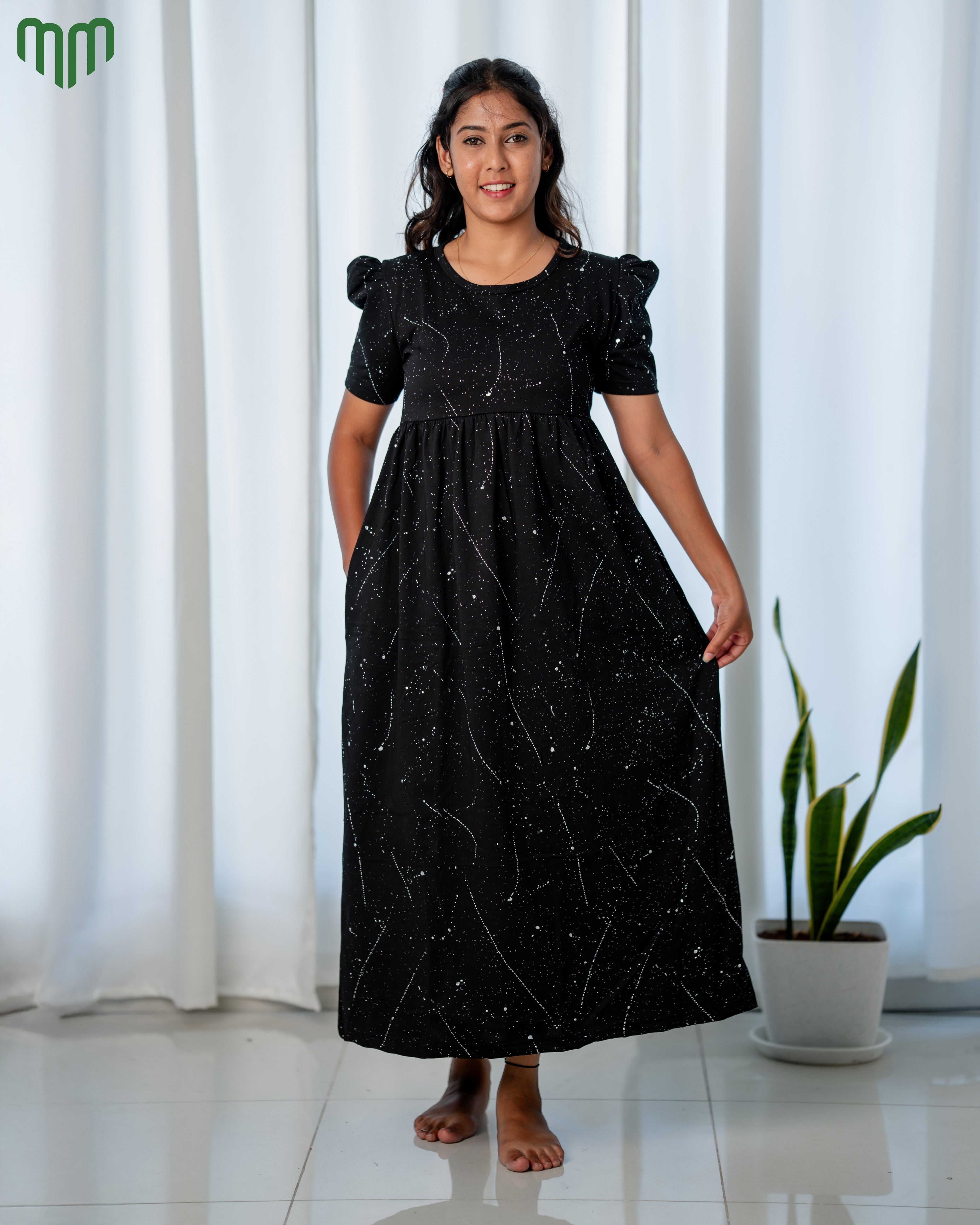 Black Foil Casual Loungewear - Full Length