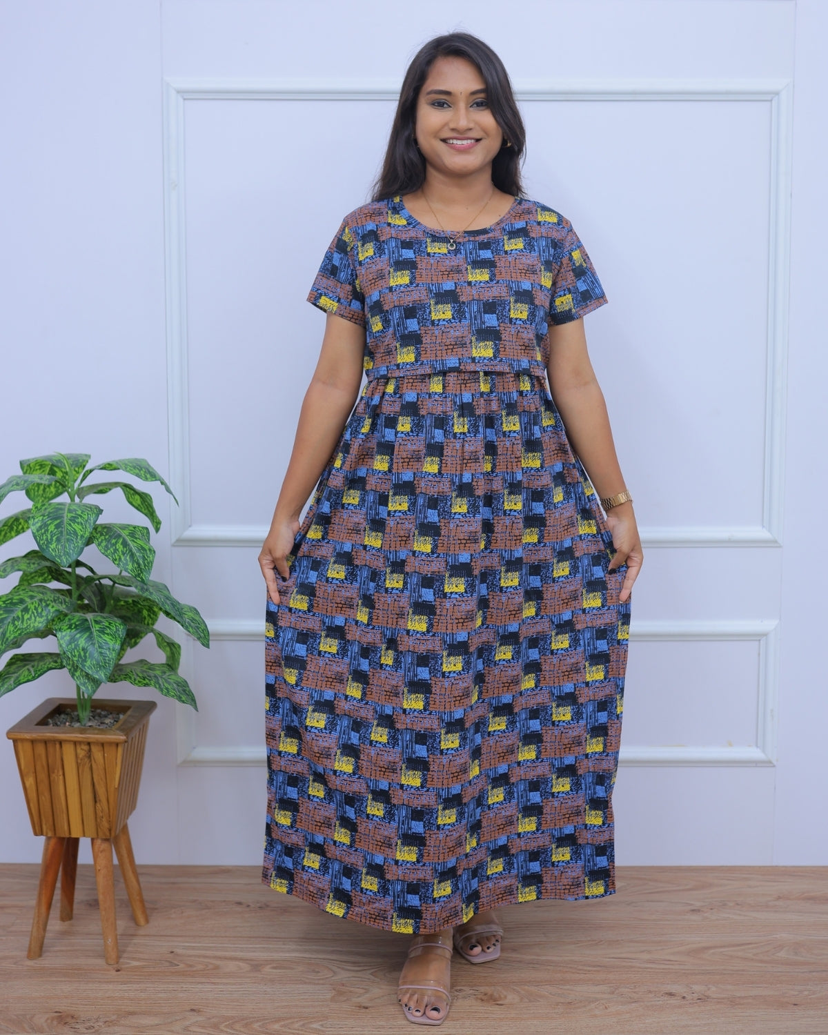 Jan | Zipless Maternity Dress - Normal Sleeves | Full Length Maxi