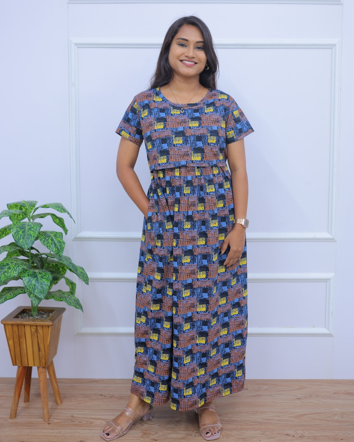 Jan | Zipless Maternity Dress - Normal Sleeves | Full Length Maxi