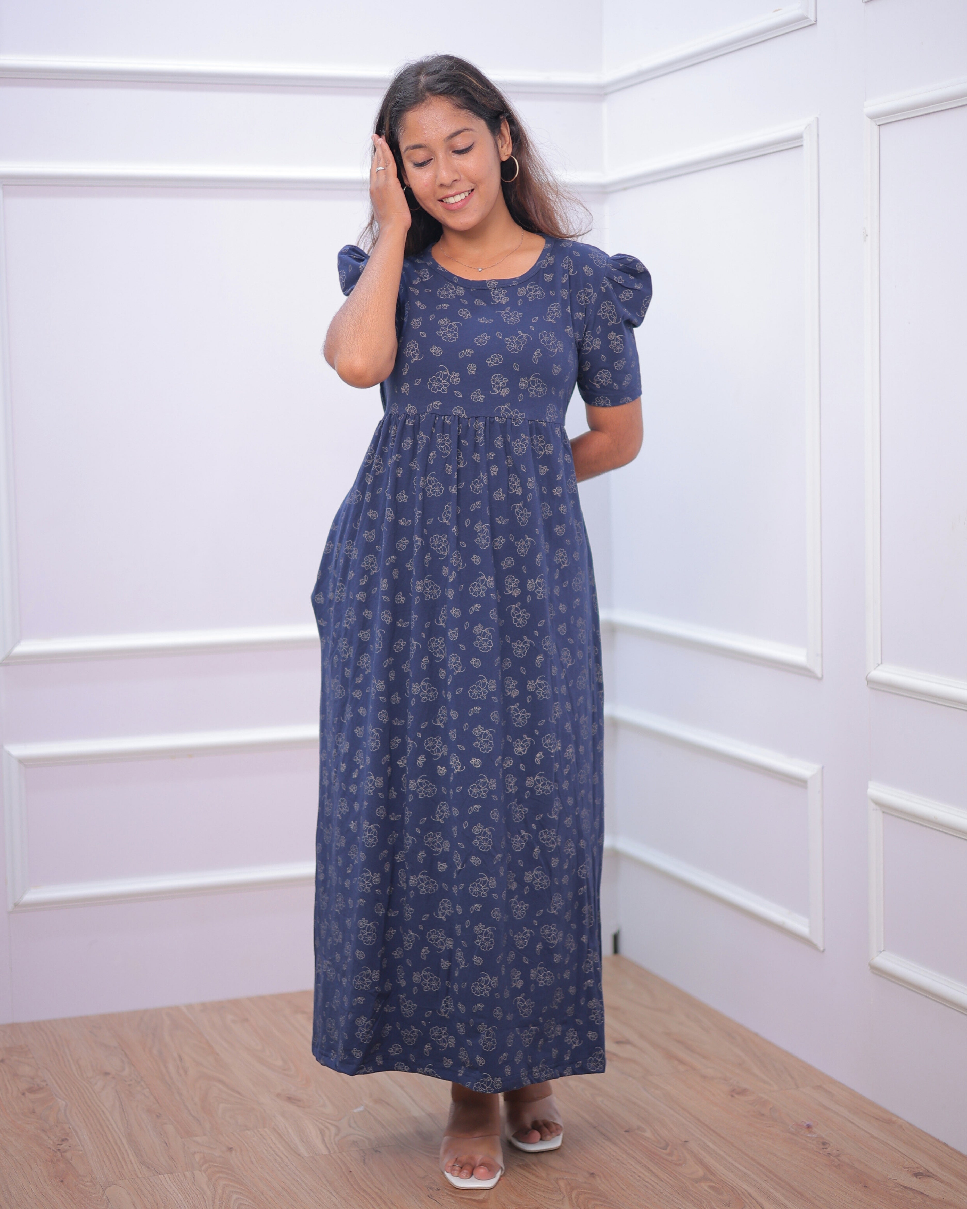 Alya | Casual Non-Maternity Loungewear - Puff Sleeve | Full Length