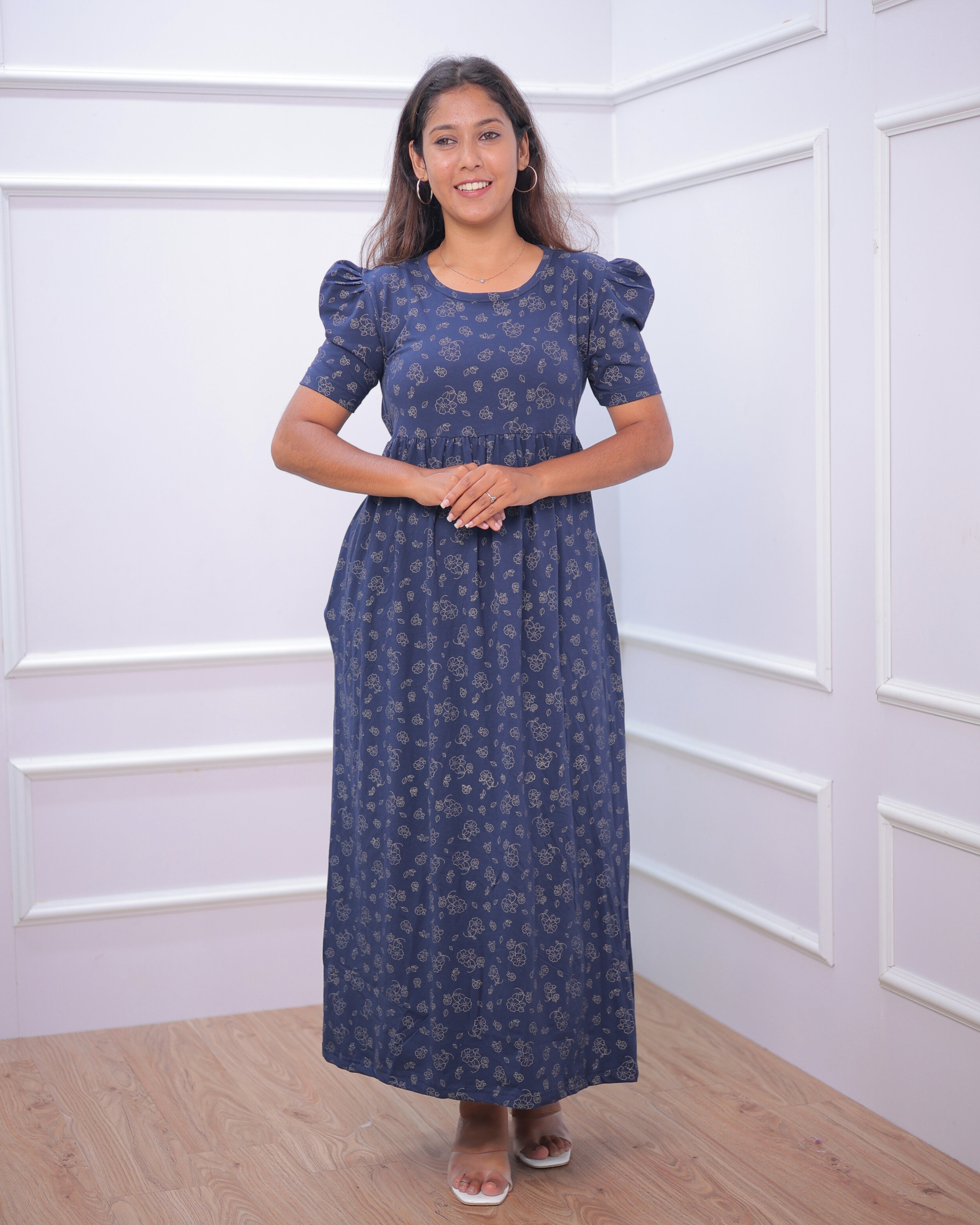 Alya | Casual Non-Maternity Loungewear - Puff Sleeve | Full Length