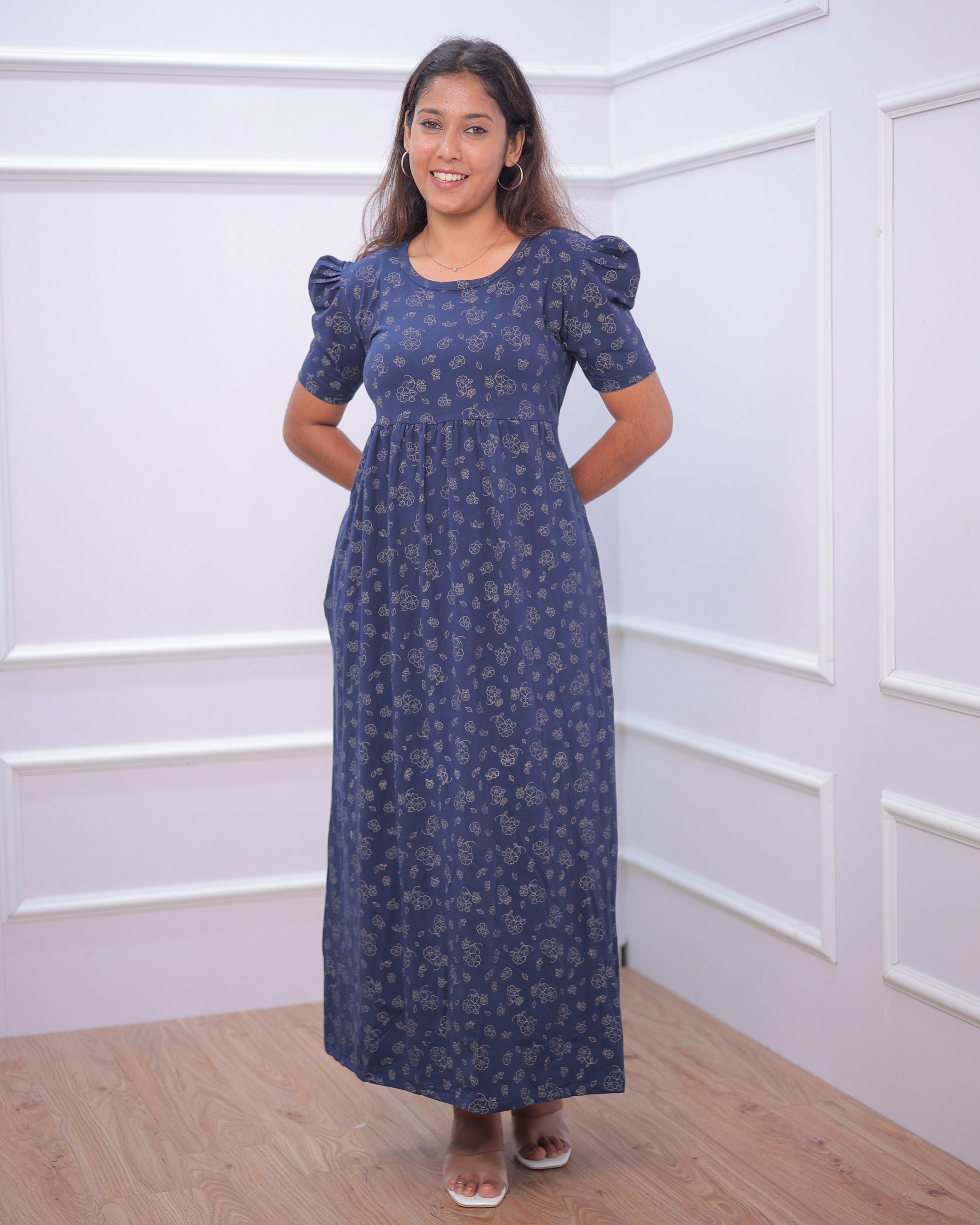 Alya | Casual Non-Maternity Loungewear - Puff Sleeve | Full Length