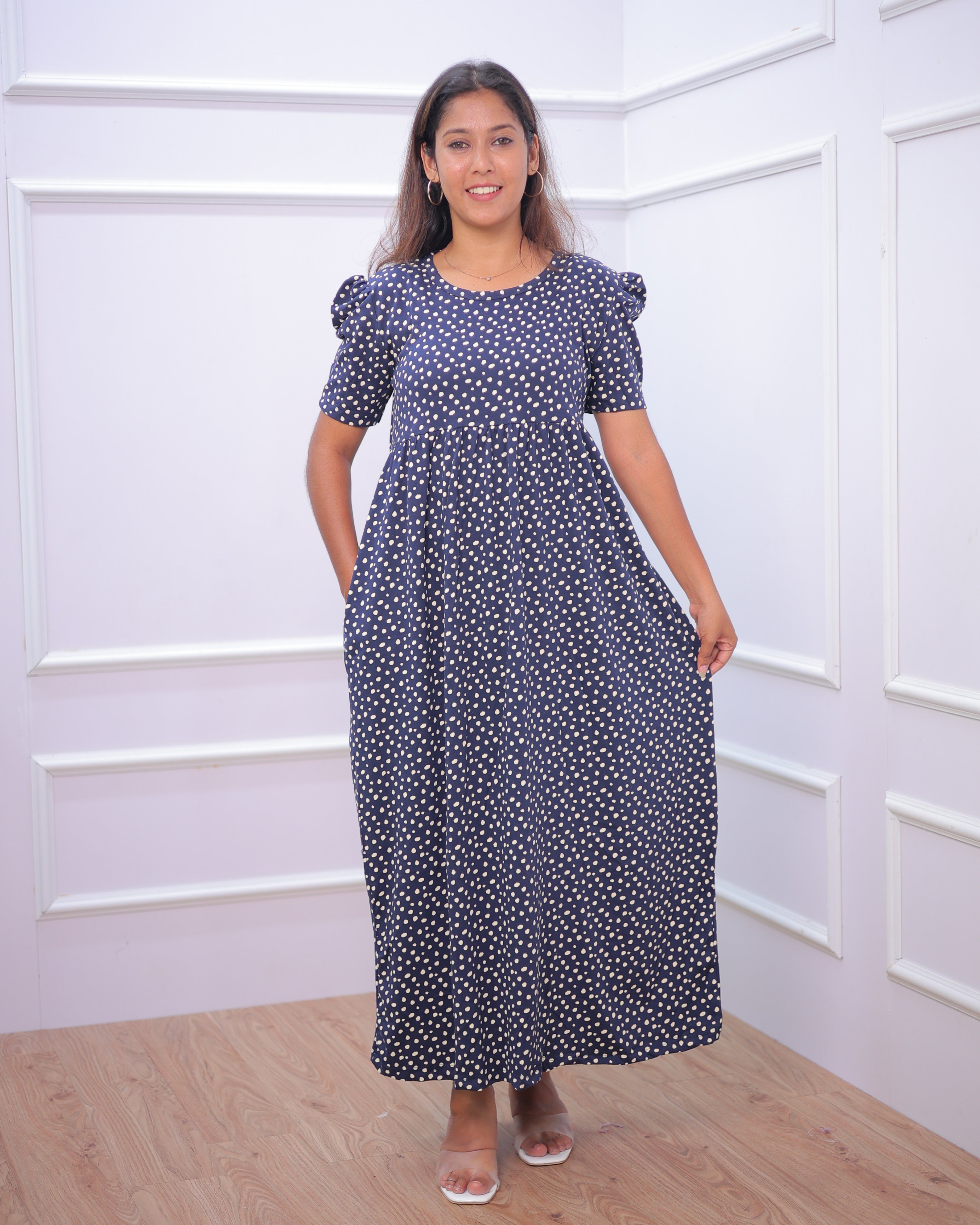 Laya | Casual Non-Maternity Loungewear - Puff Sleeve | Full Length