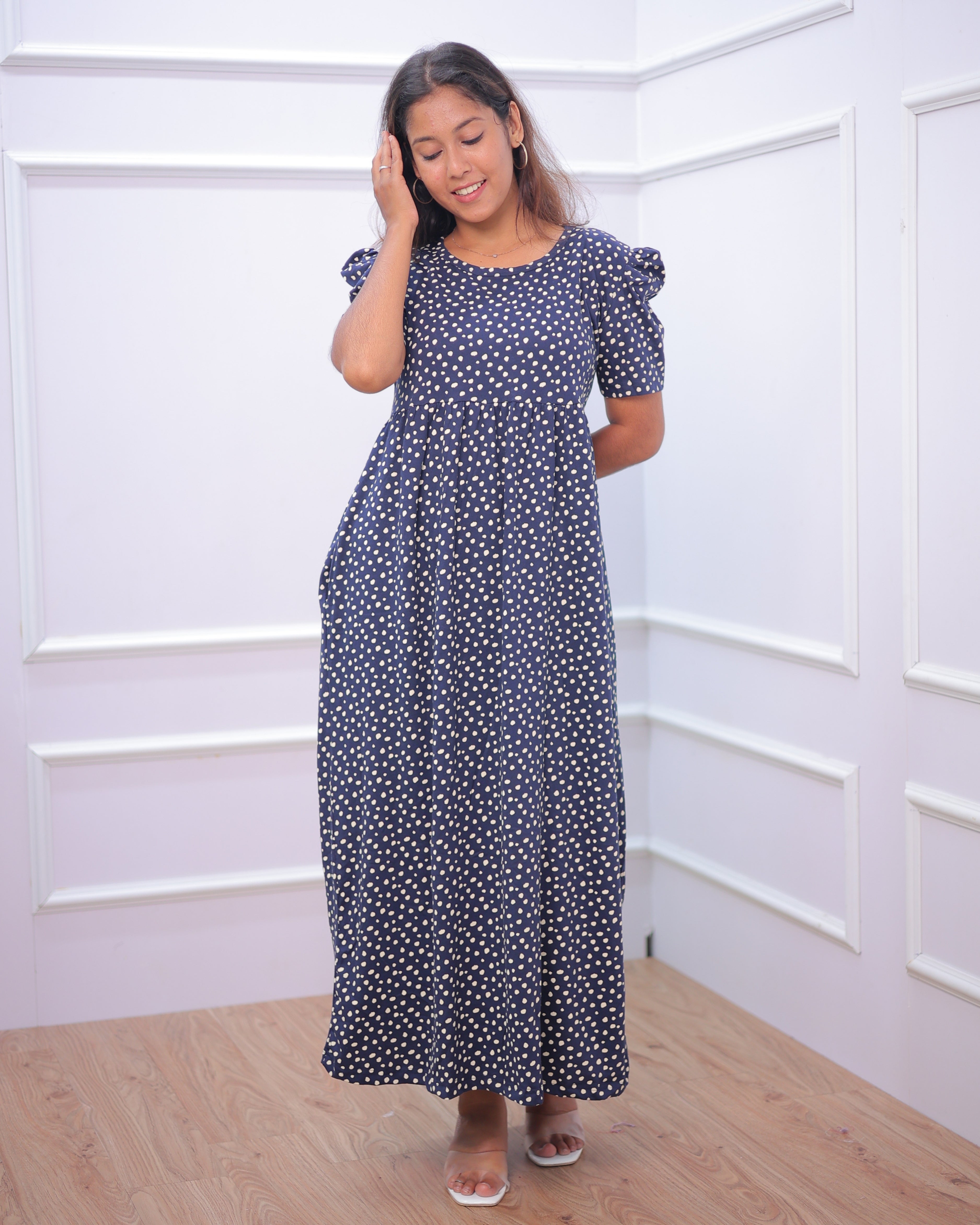 Laya | Casual Non-Maternity Loungewear - Puff Sleeve | Full Length