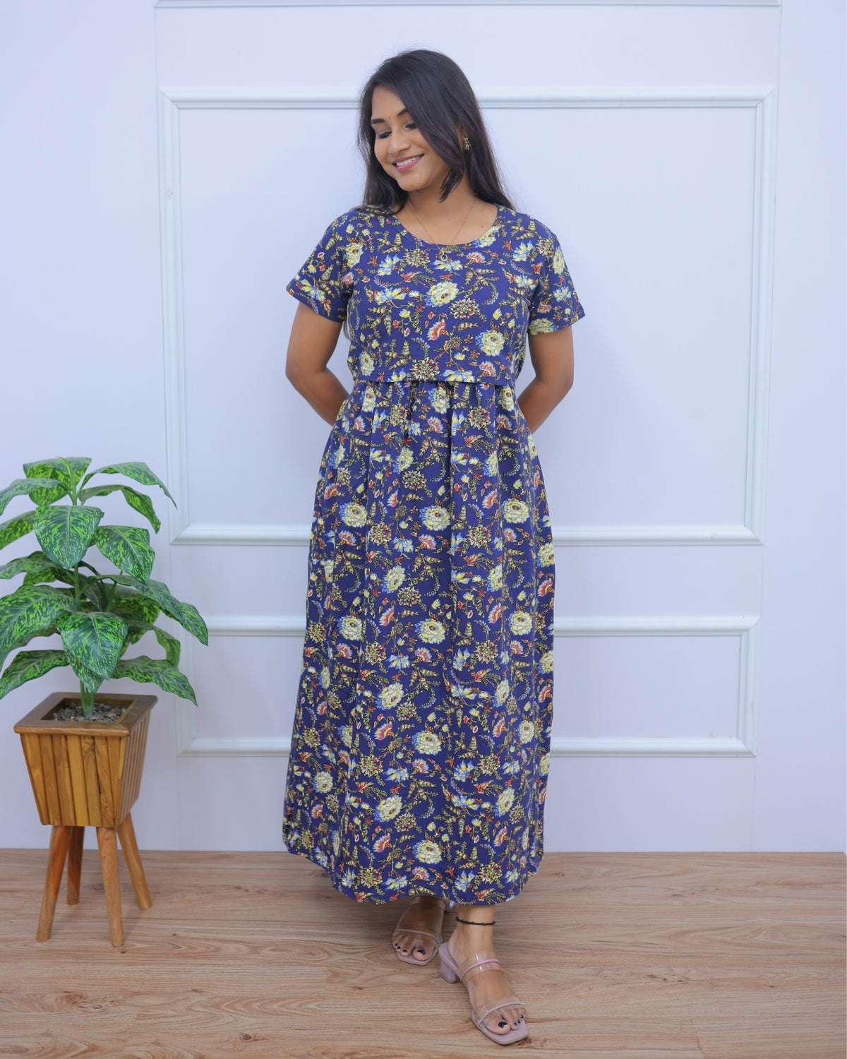 Anouka | Zipless Maternity Dress - Normal Sleeves | Full Length Maxi - ONLY S SIZE AVAILABLE