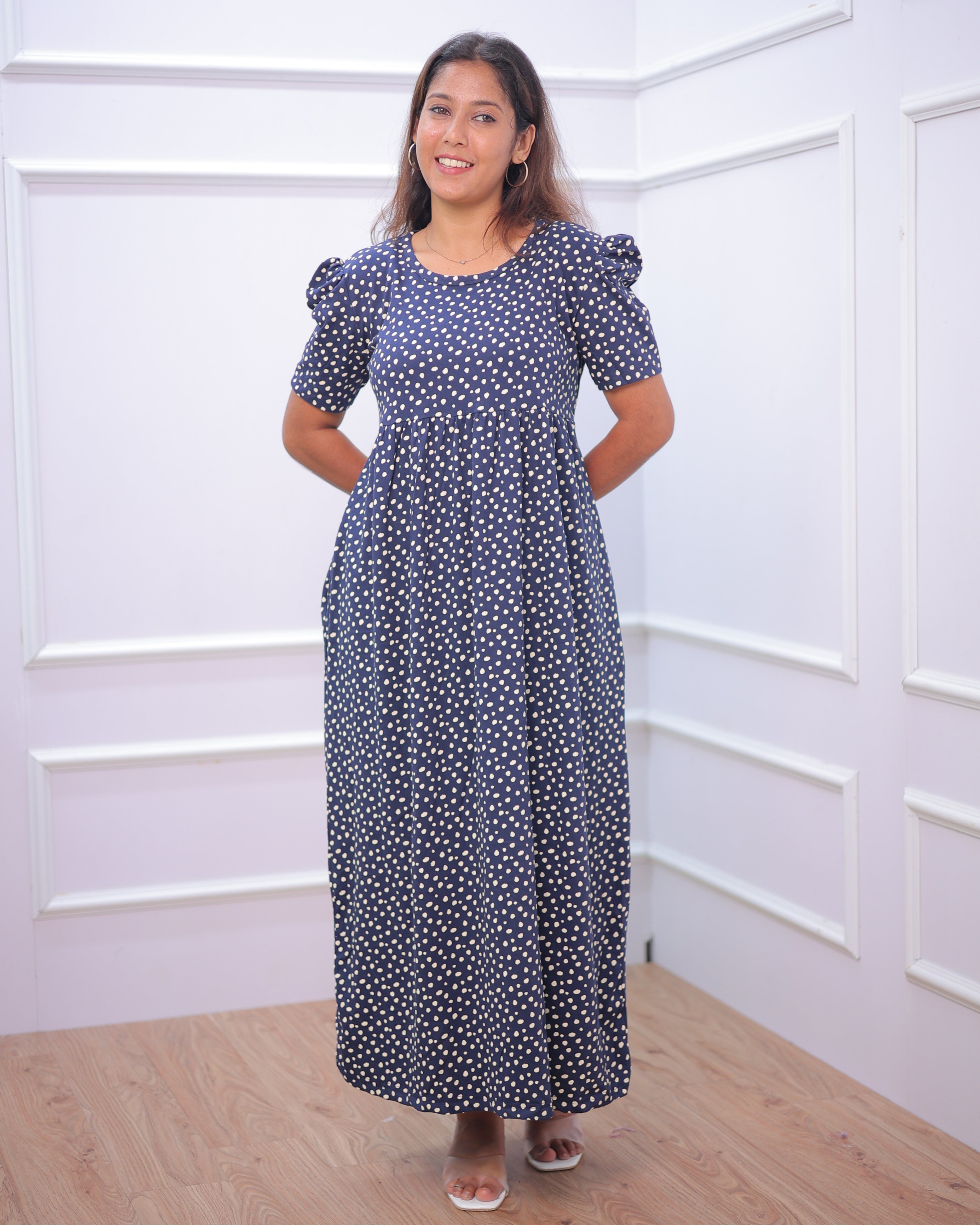 Laya | Casual Non-Maternity Loungewear - Puff Sleeve | Full Length
