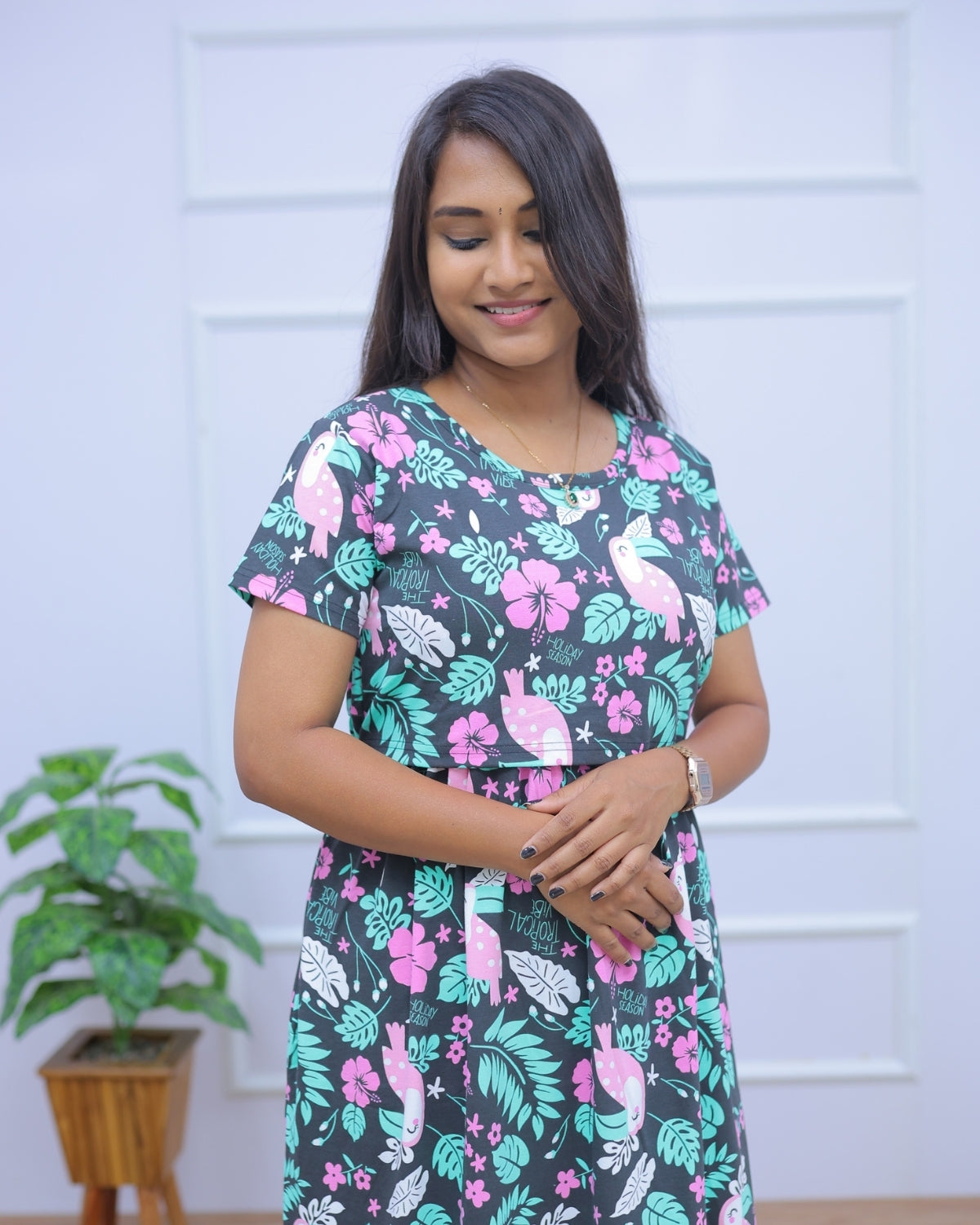 Bhoomi | Zipless Maternity Dress - Normal Sleeves | Full Length Maxi