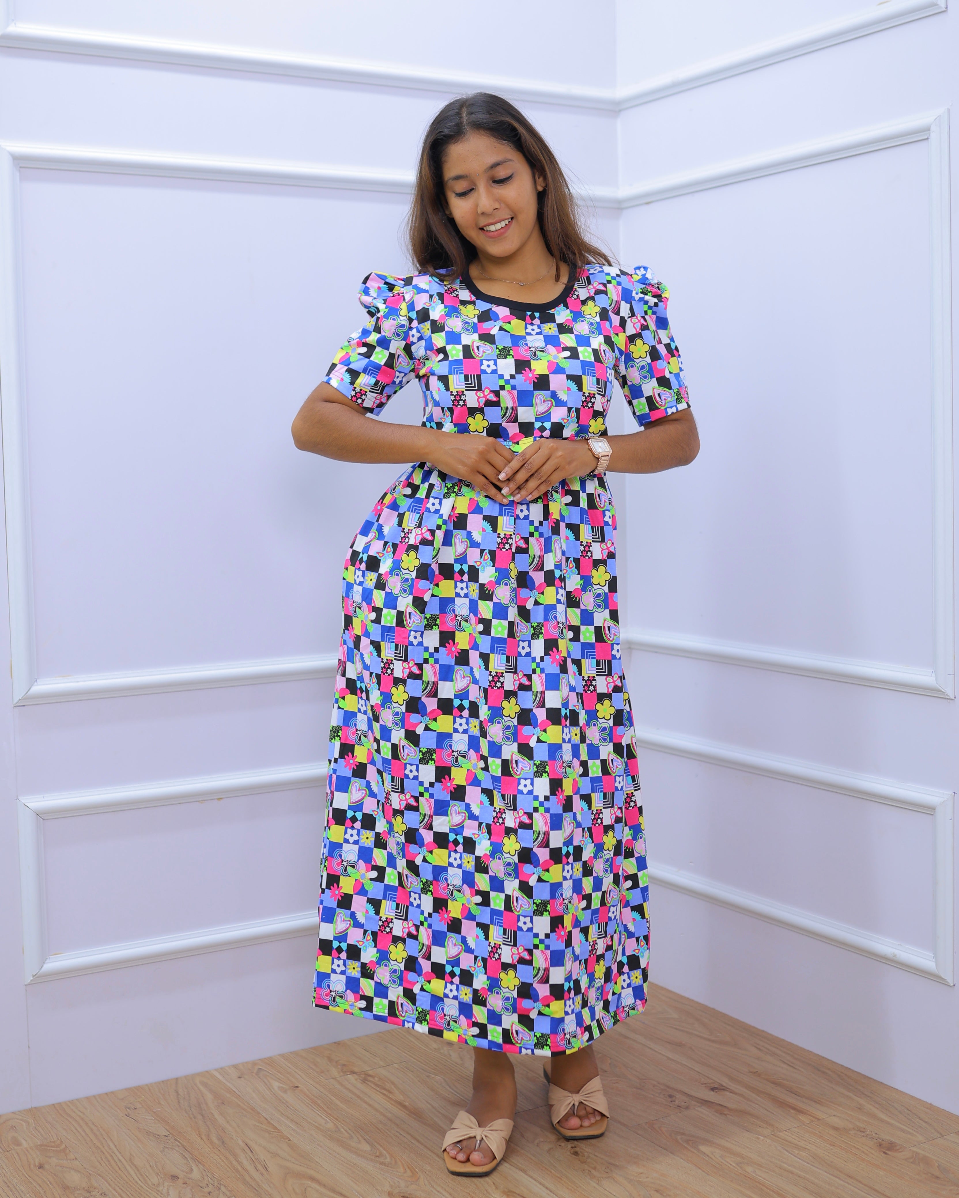 Joy | Zipless Maternity Dress - Puff Sleeves | Full Length
