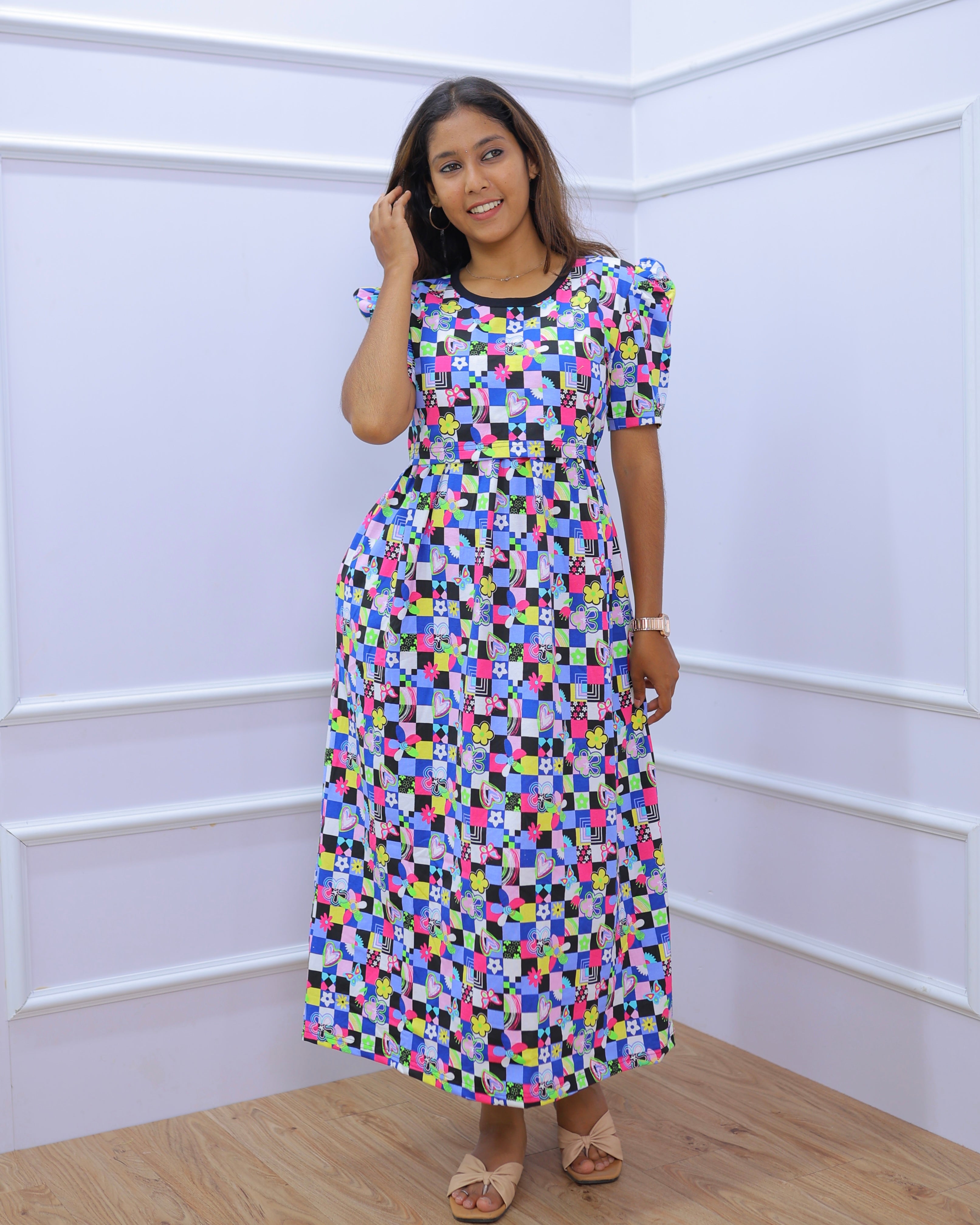 Joy | Zipless Maternity Dress - Puff Sleeves | Full Length