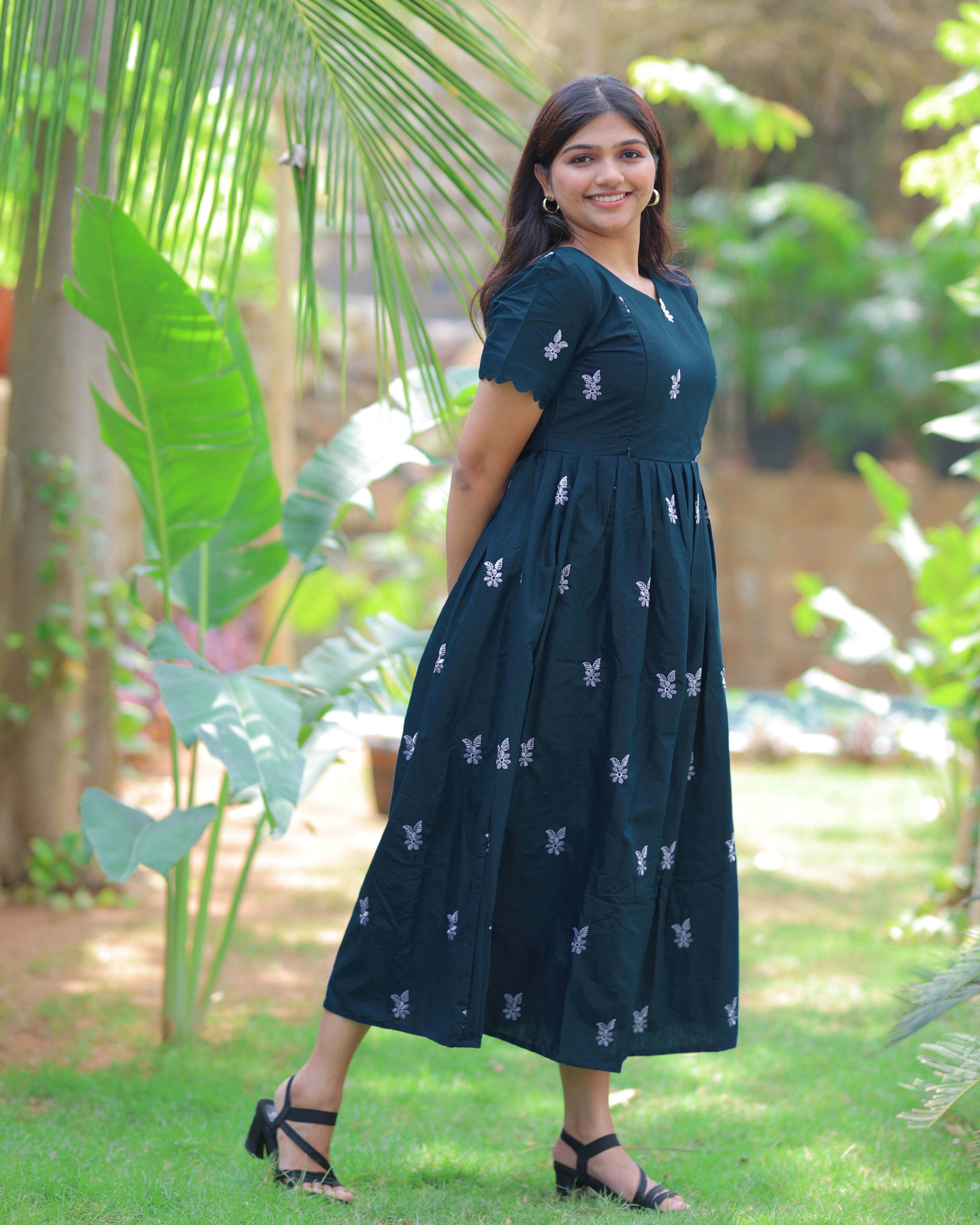 Teal Floret Maternity Maxi