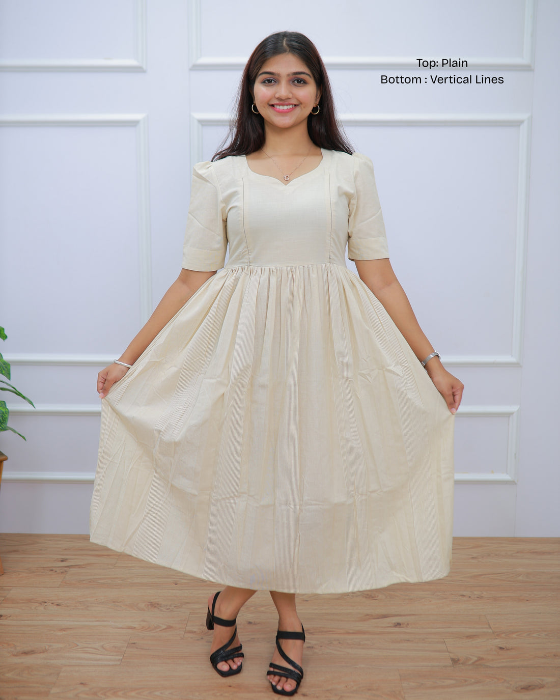 Beige Linen_Plain | Maternity Maxi [Double Side Zips]