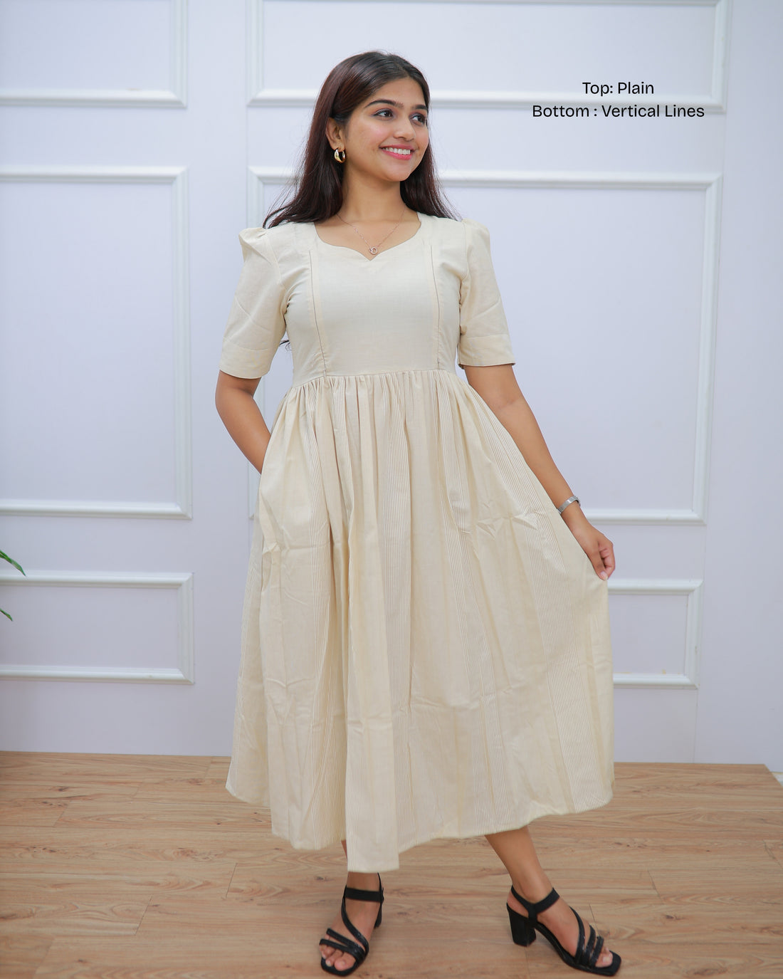 Beige Linen_Plain | Maternity Maxi [Double Side Zips]
