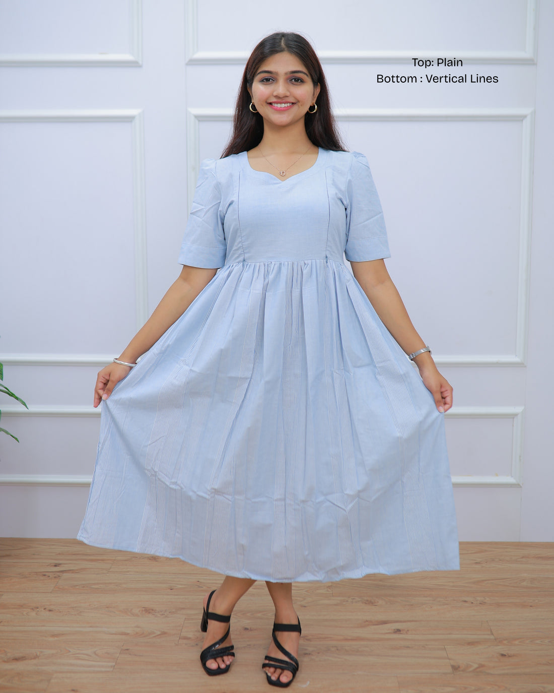 Blue Linen_Plain | Maternity Maxi [Double Side Zips]